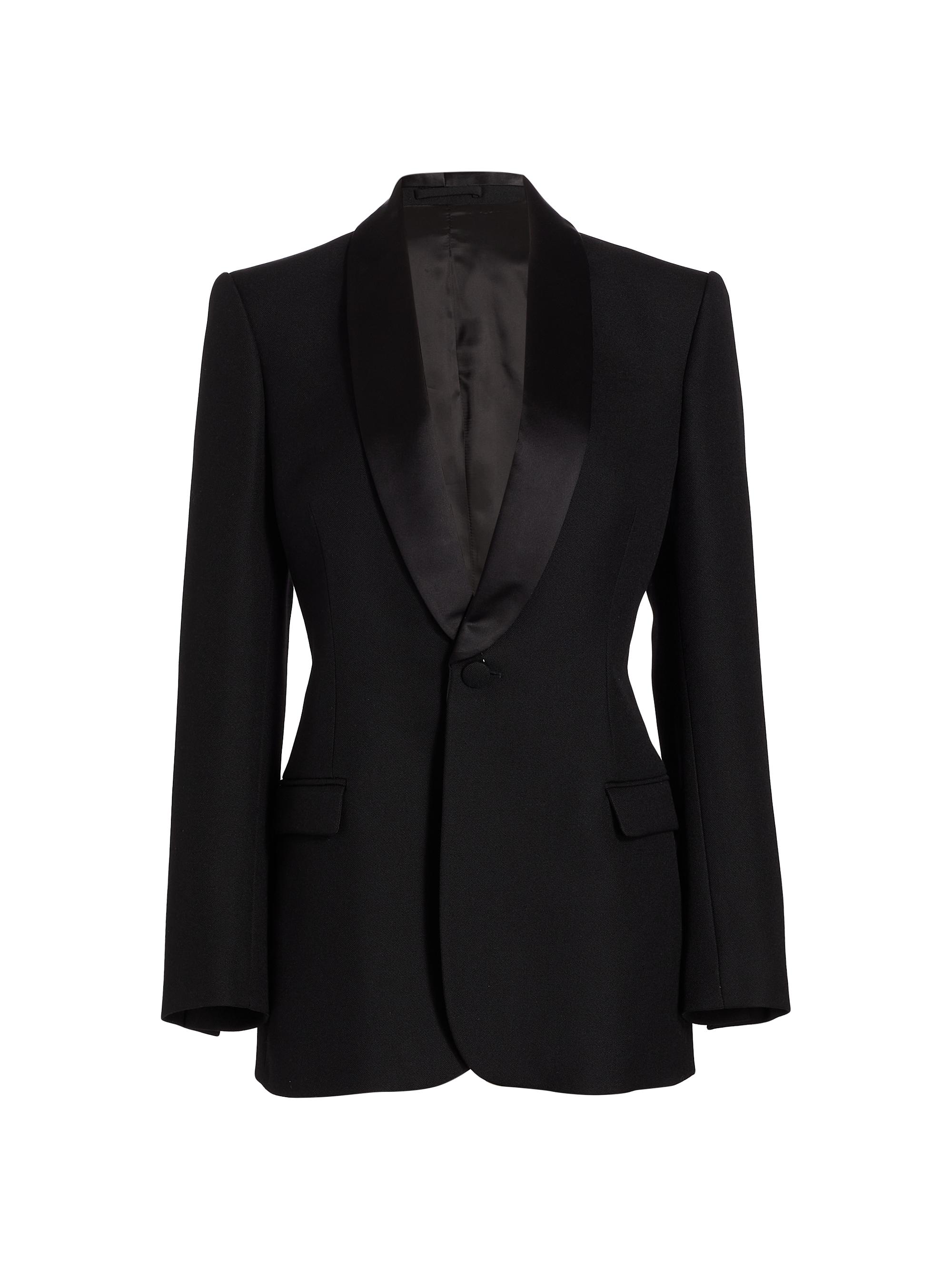 WARDROBE.NYC Women's Single-Breasted Wool Tuxedo Blazer - Off White