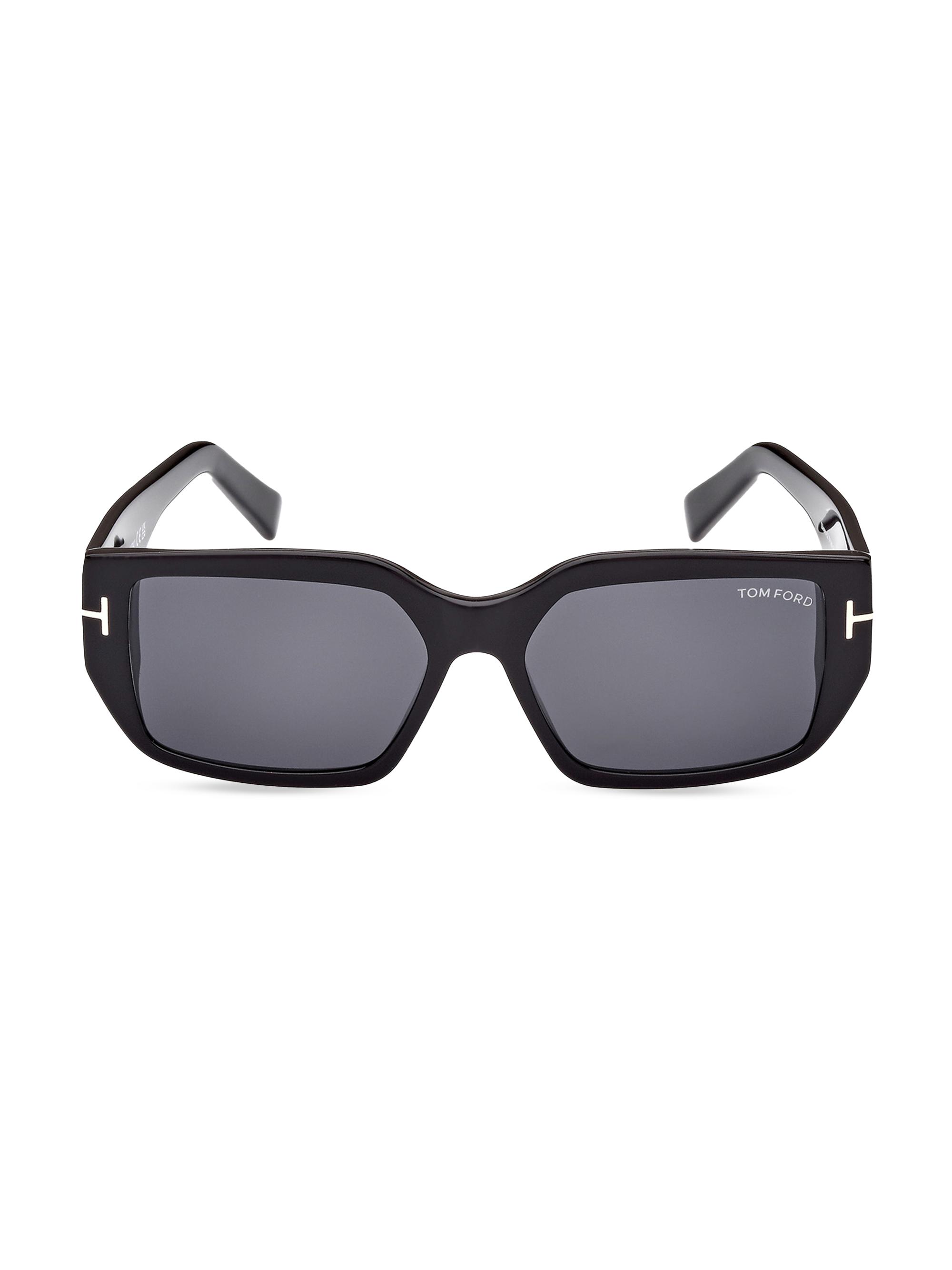 TOM FORD Women's 56MM Square Sunglasses - Shiny Black
