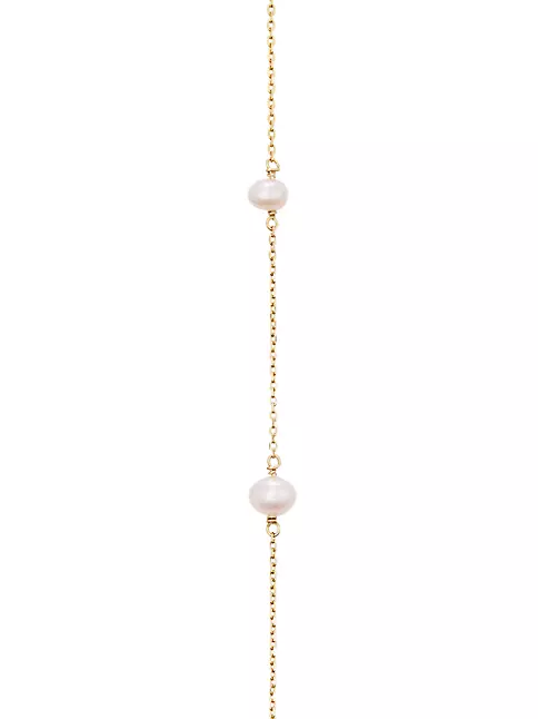 Tory Burch Kira Imitation Pearl Necklace in Tory gold/pearl