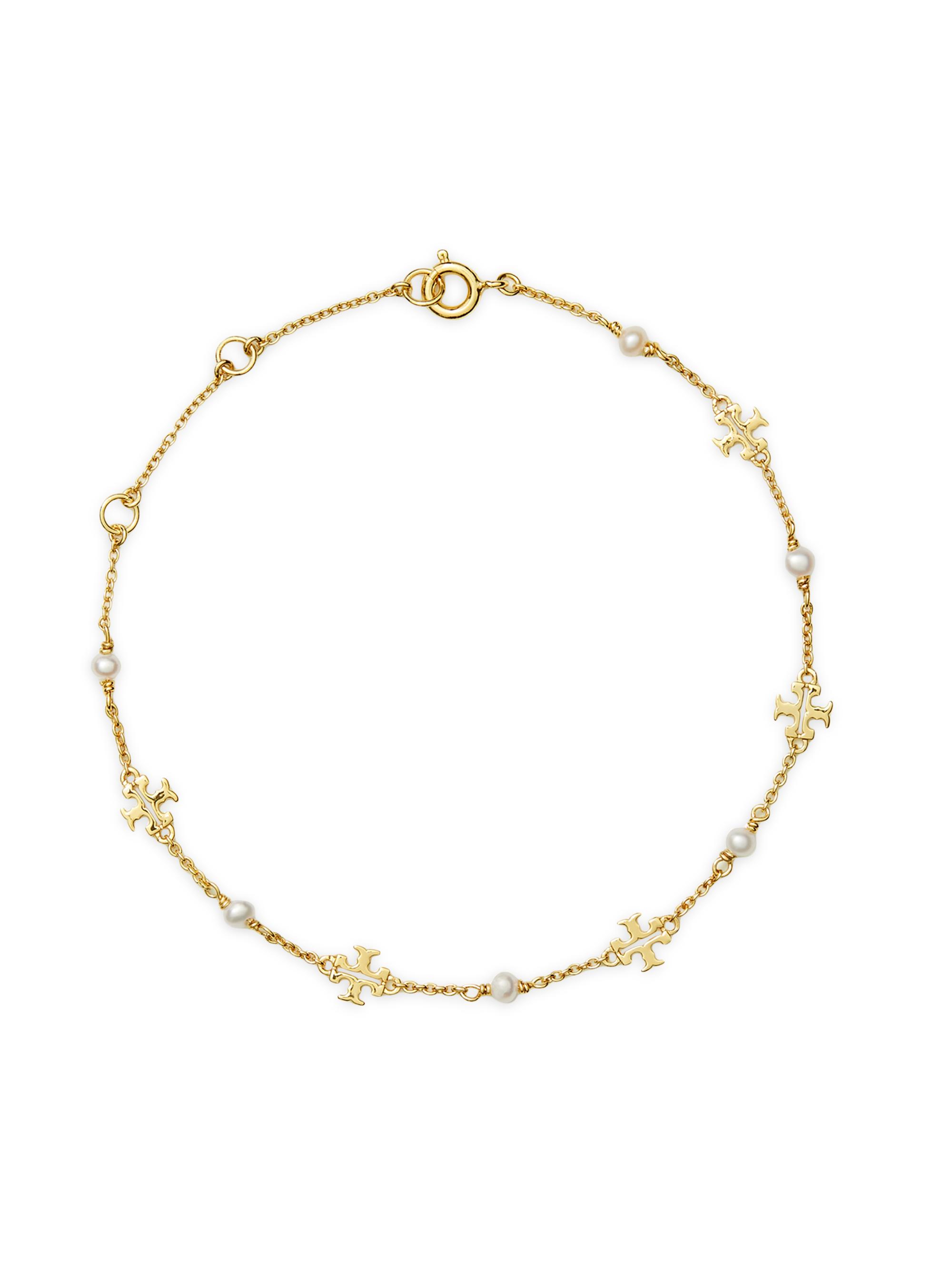 Tory Burch Women's Kira 18K-Gold-Plated & Cultured Pearl Bracelet - Gold Pearl