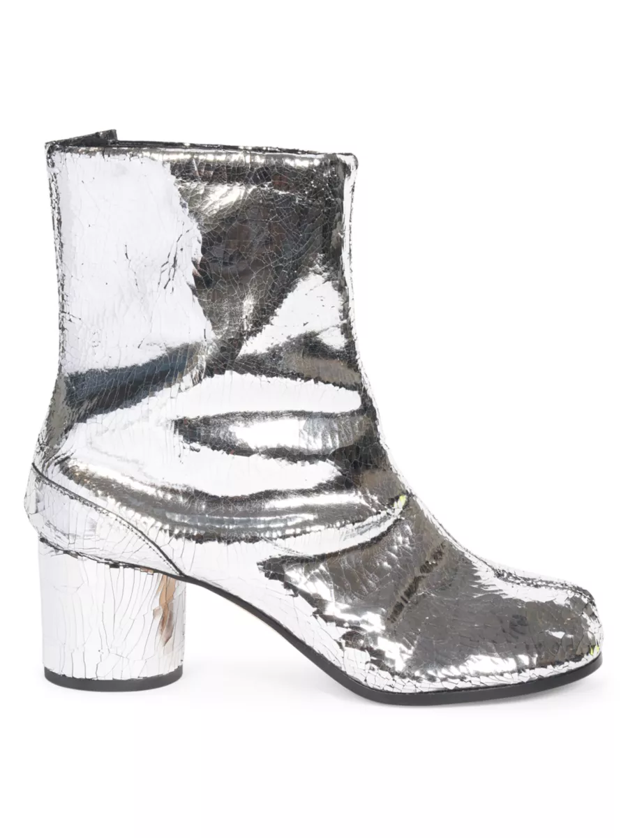 Shop Maison Margiela Tabi 80 Metallic Leather Ankle Boots Shop Maison Margiela Tabi 80 Metallic Leather Ankle Boots