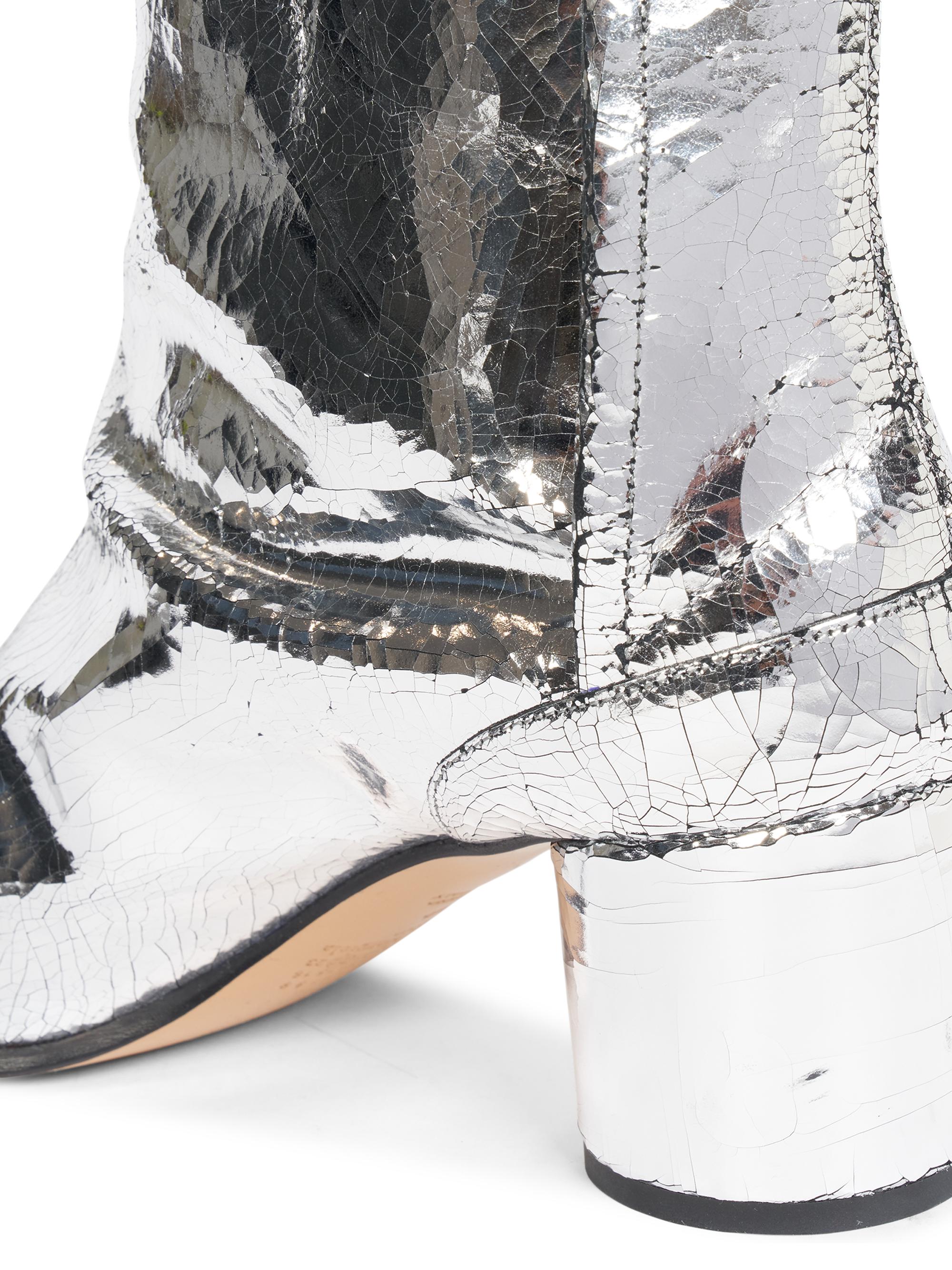 Metallic leather ankle boots