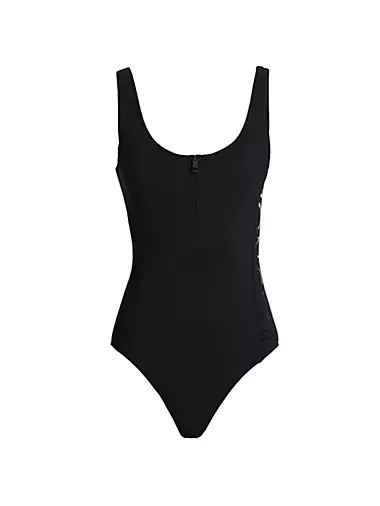 Seamed Zip-Front Swimsuit