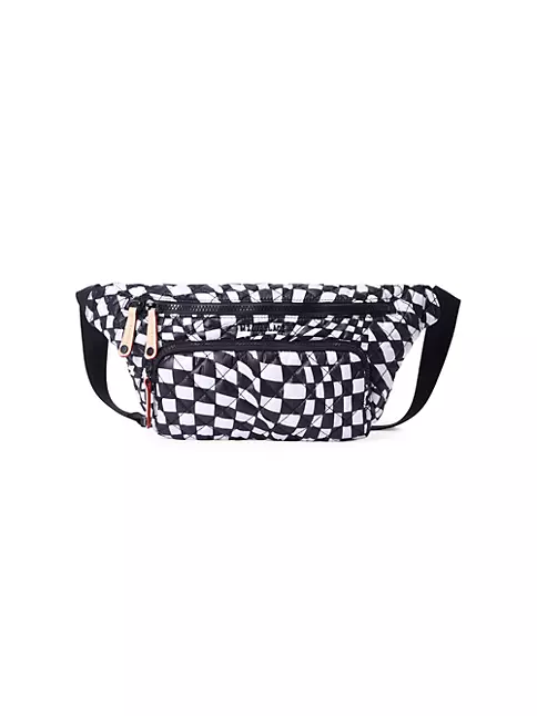 Off White Quilted Fanny Pack Belt Bag - checkered moon