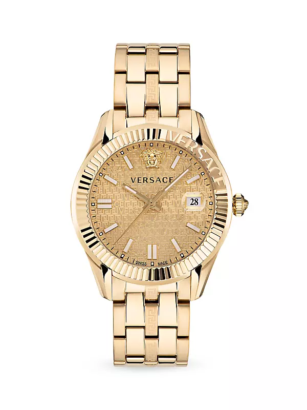 Shop Versace Greca Time Yellow Gold Bracelet Watch