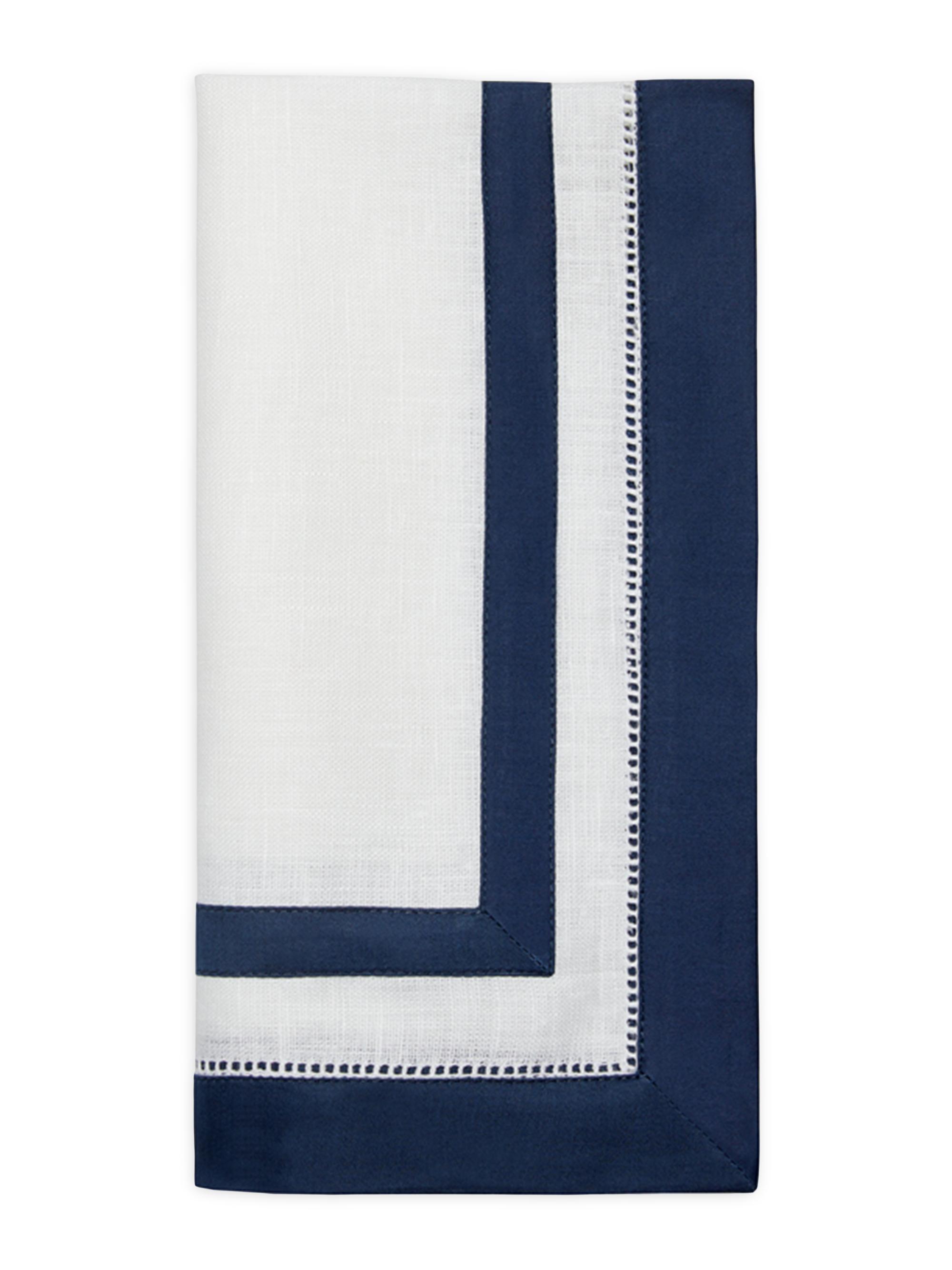 Sferra Filo 2-Piece Tip Towel Set - White Navy