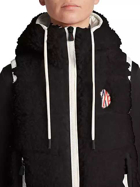 Sleeveless Hooded Monogram Teddy Jacket - Luxury Black