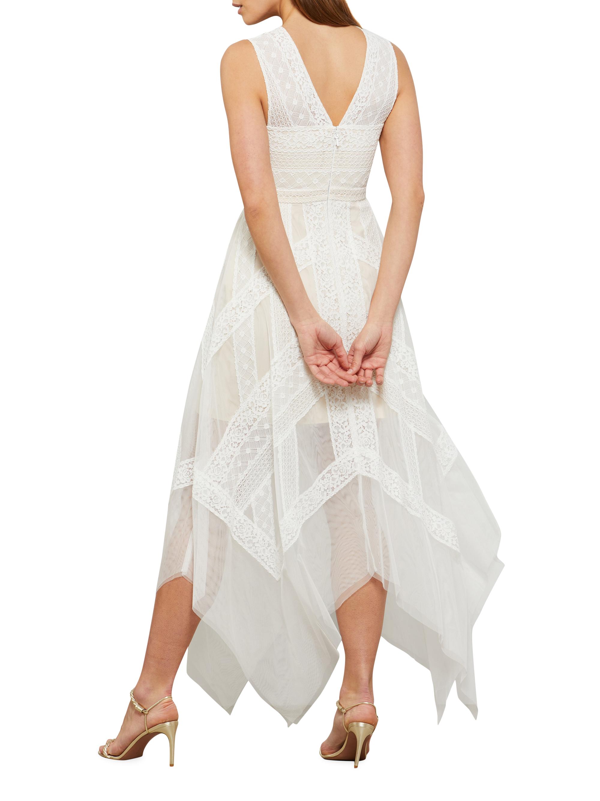 BCBGMAXAZRIA Andi Asymmetric Lace Tulle Maxi Dress Saks Fifth