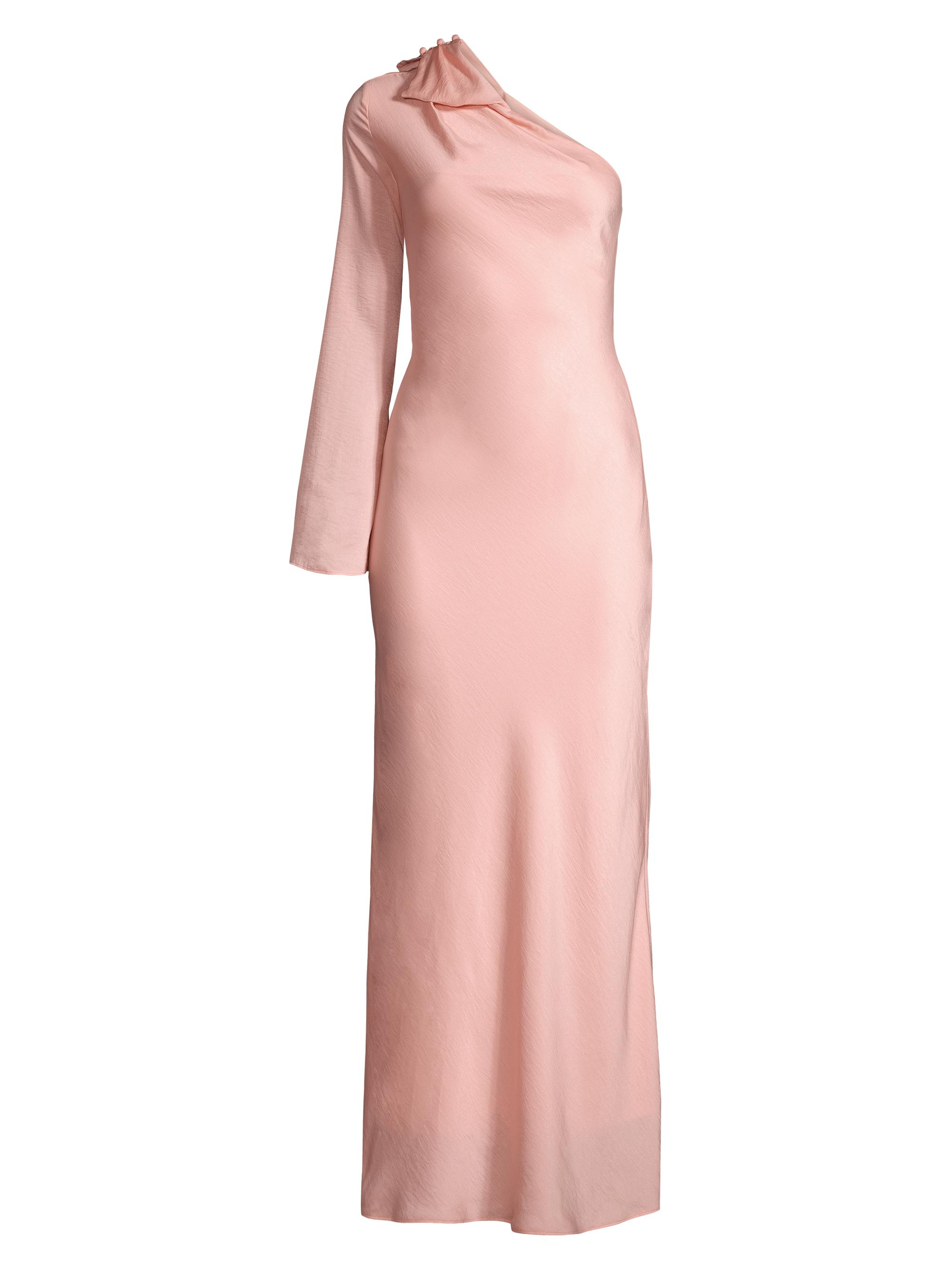 rhiannon satin dress Gown In line silhouette with delicate spaghetti straps and a sweetheart neckline Windsor Rhiannon One-Shoulder Satin Long