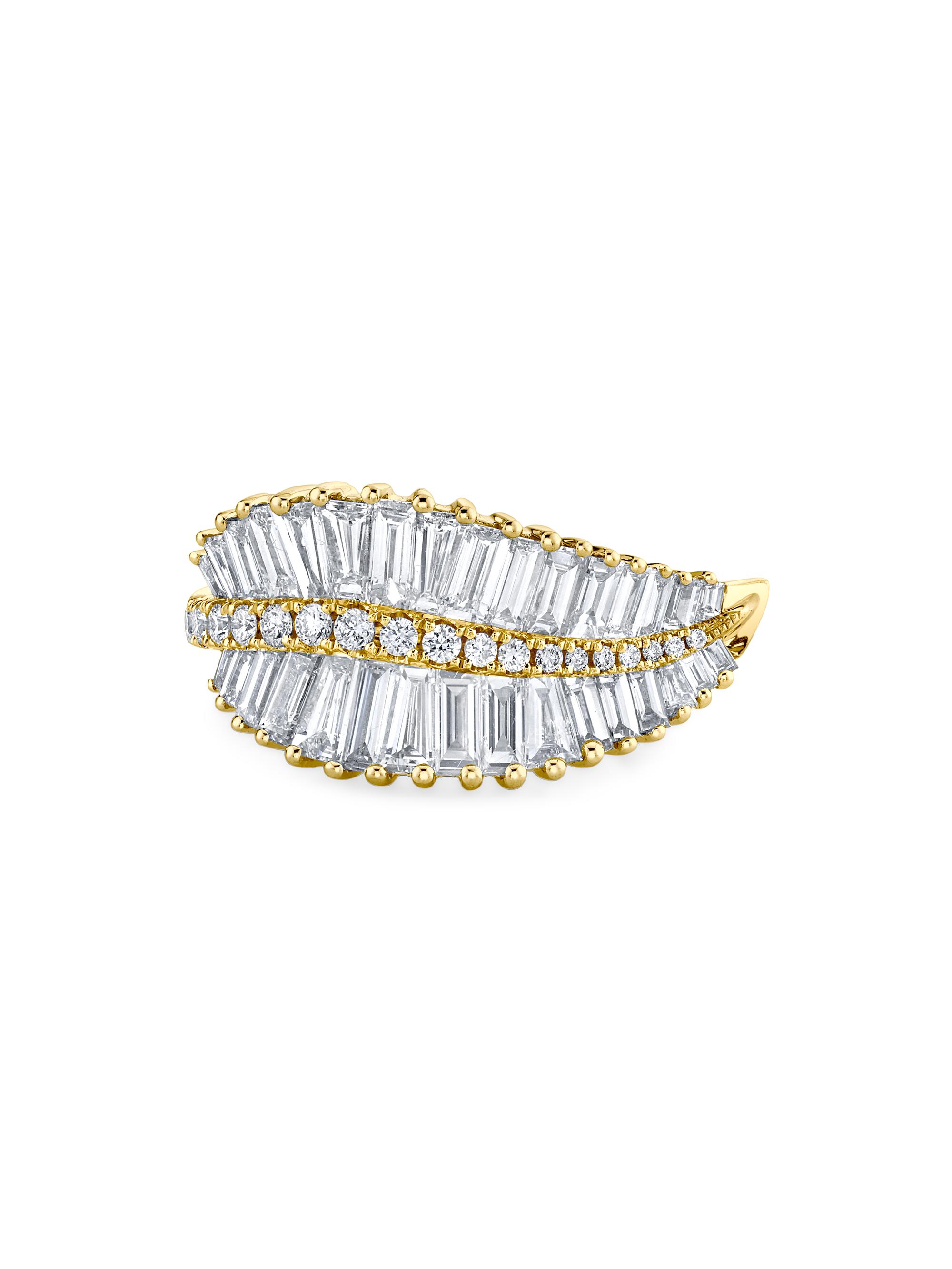 Anita Ko Women's Sideways Palm Leaf 18K Gold & Diamond Ring - Yellow Gold