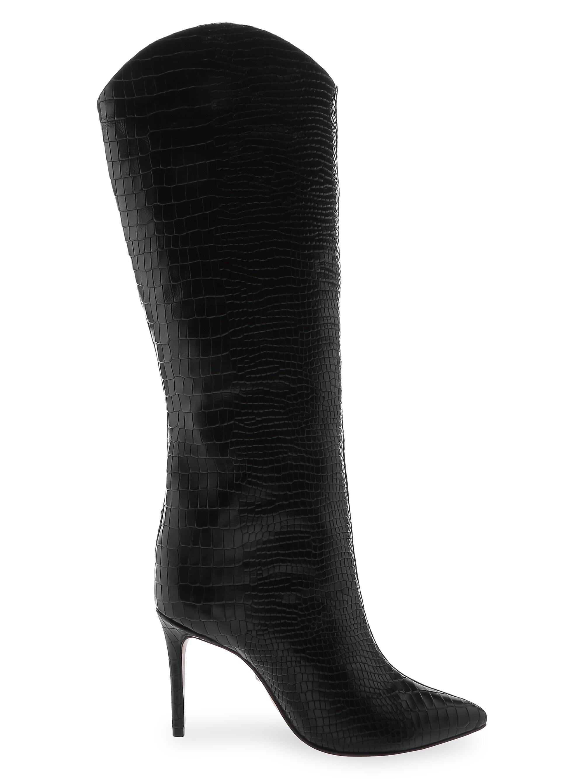 Schutz Women's Maryana Croc-Embossed Leather Knee-High Boots - Black