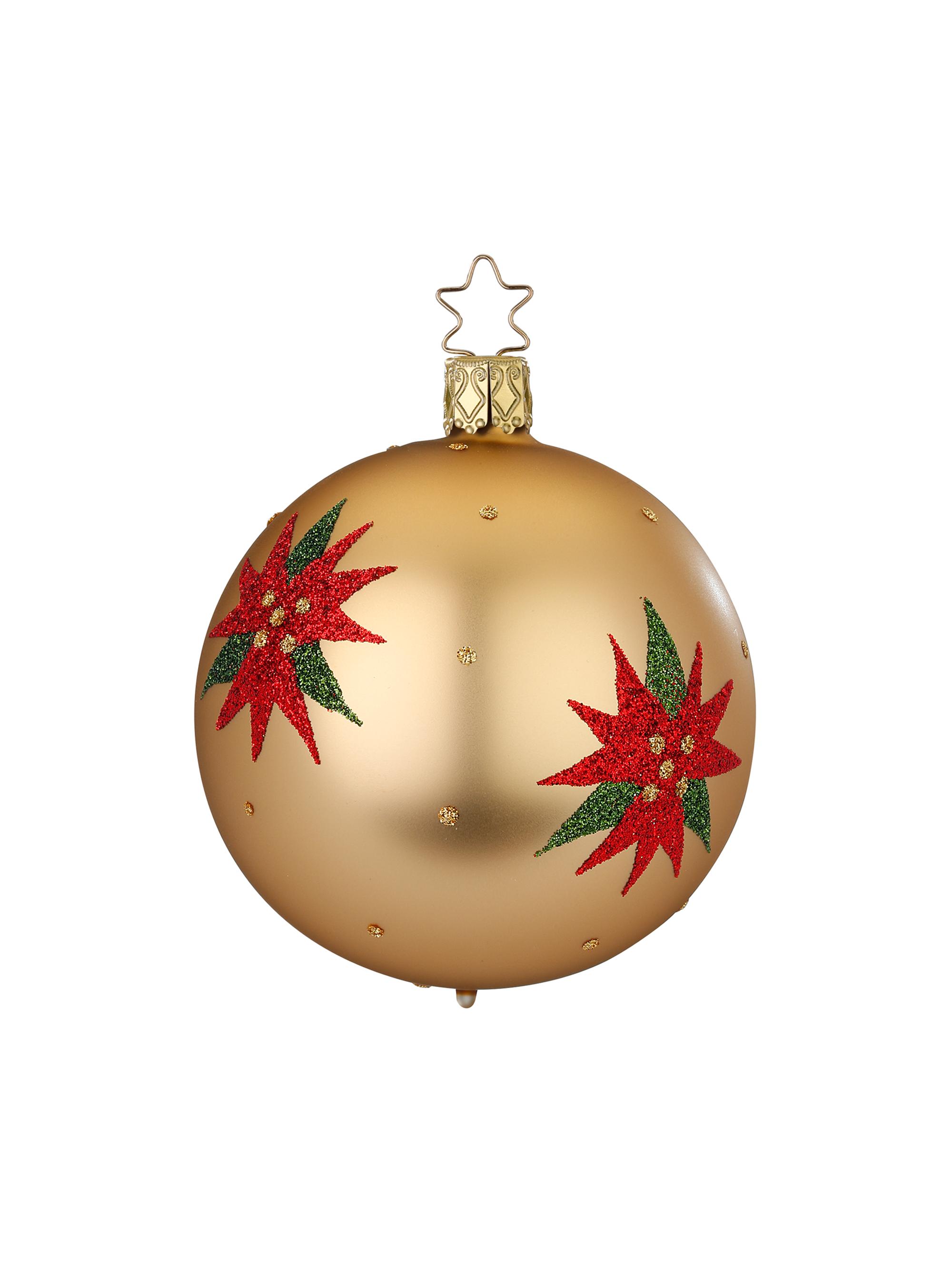 Inge's Christmas Decor Inge-Glas Manufaktur Winter Roses Hand-Painted Glass Ball Ornament