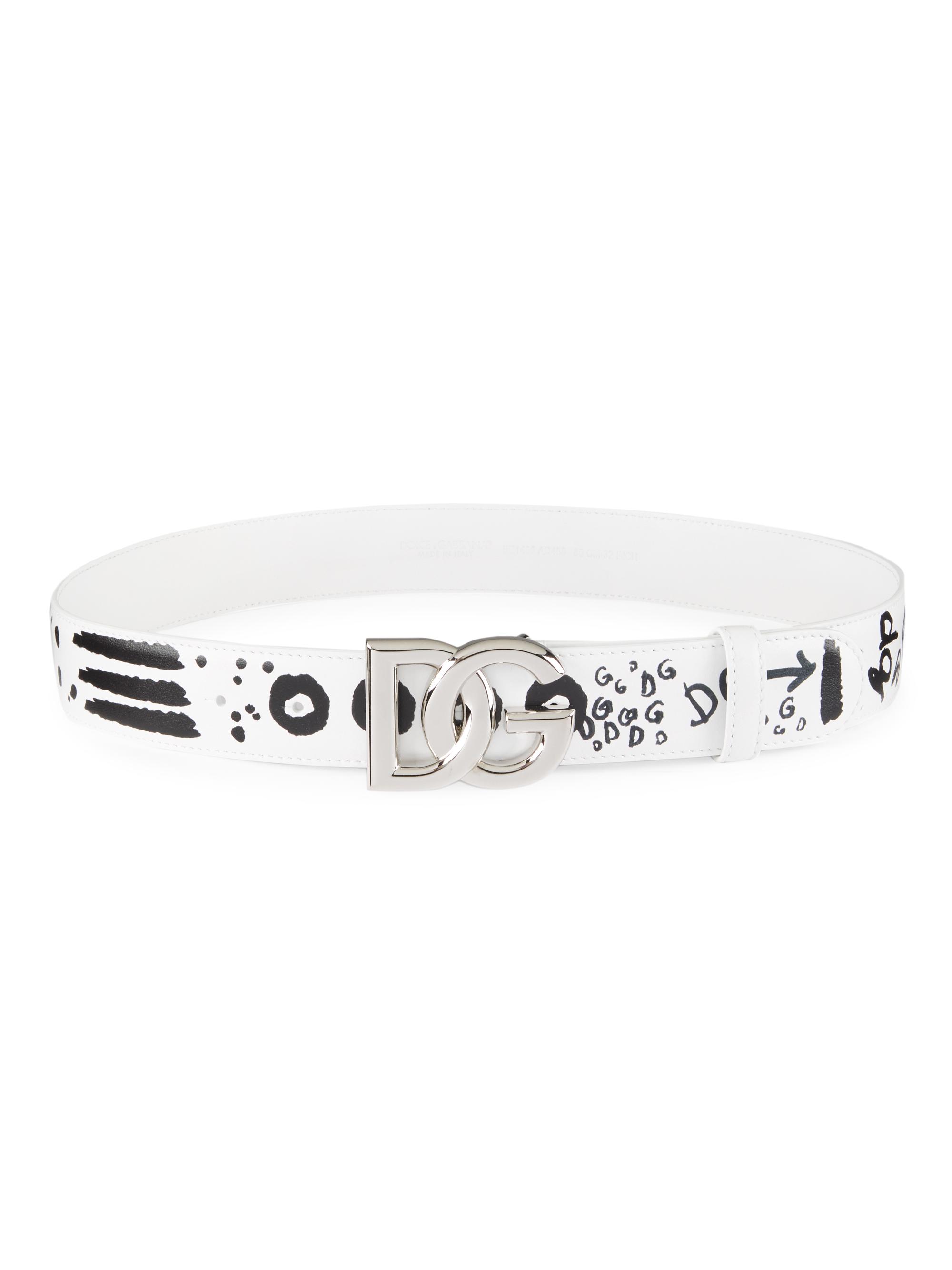 Dolce & Gabbana DG Logo Buckle Graffiti Leather Belt Dolce & Gabbana DG Logo Buckle Graffiti Leather Belt main image 4