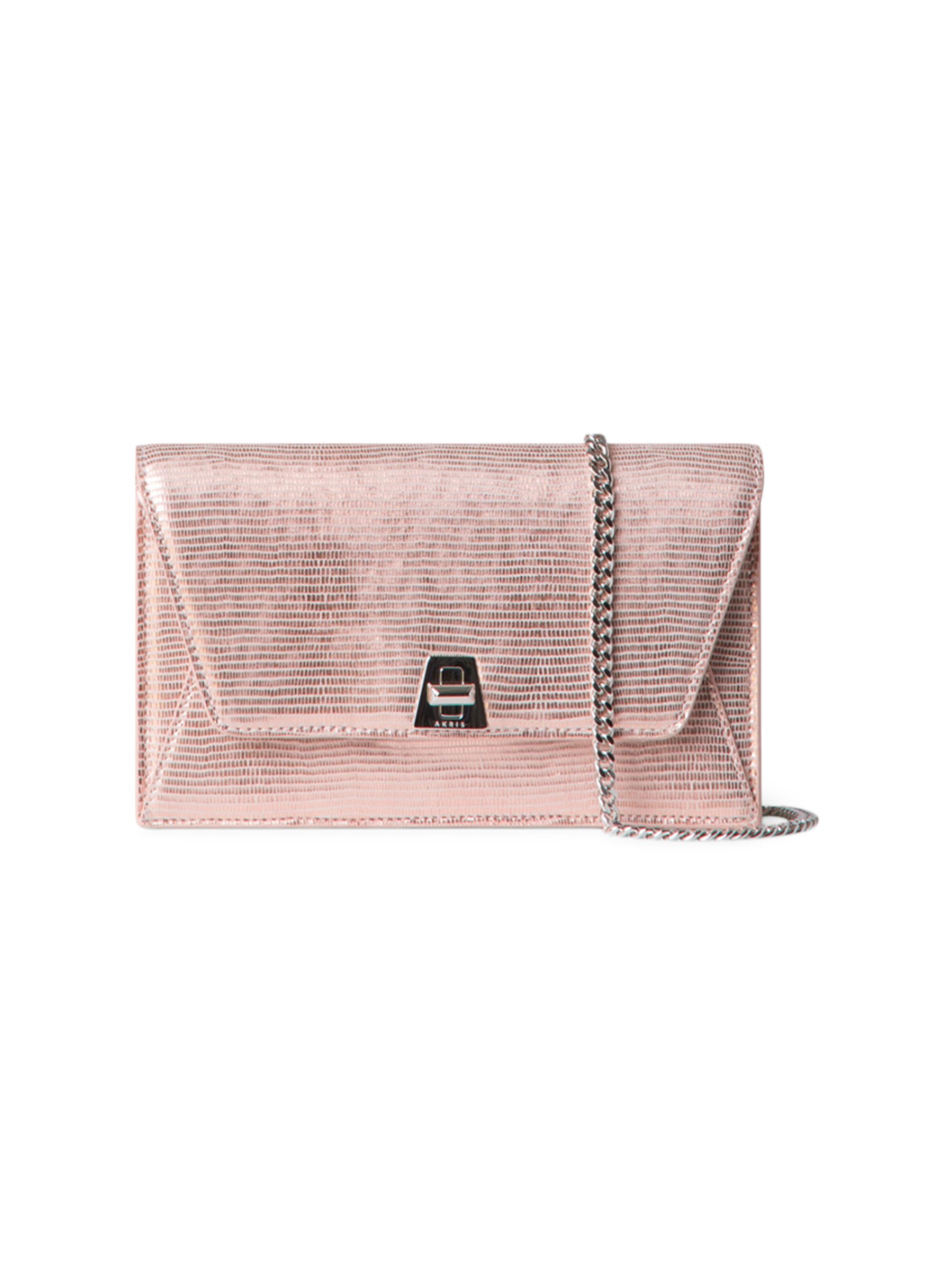 Akris Women's Anouk Embossed Leather Envelope Crossbody Bag - Pale Rose Metallic