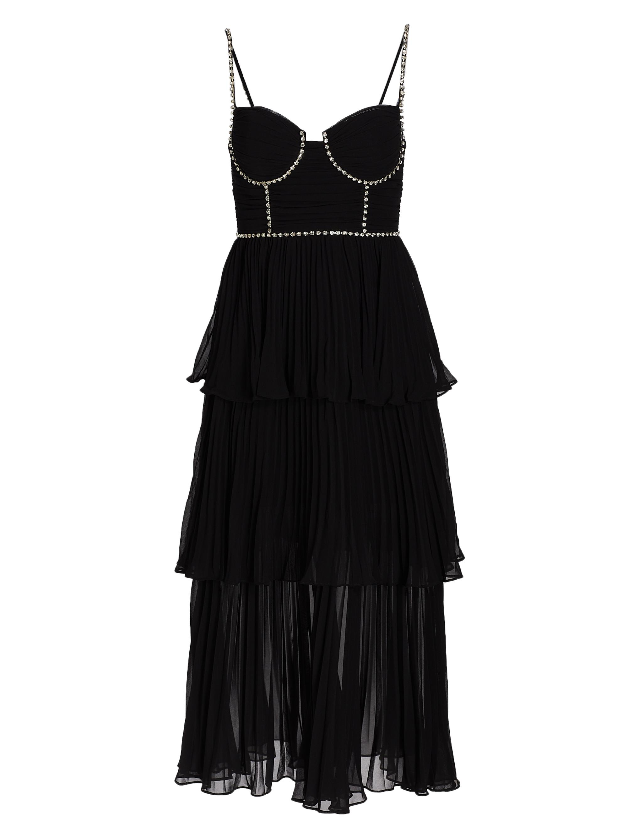 Self-Portrait Women's Bustier Tiered Chiffon Midi-Dress - Black