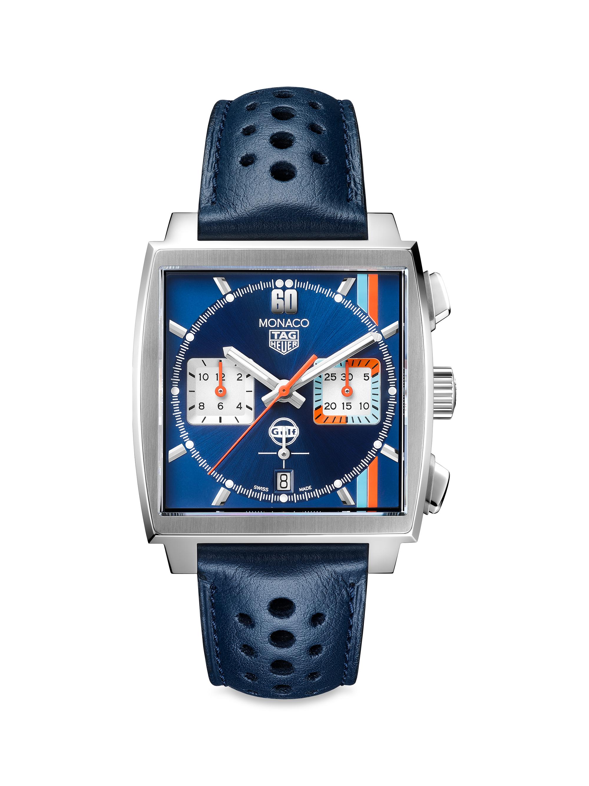 TAG Heuer Men's Monaco Stainless Steel & Leather Strap Watch