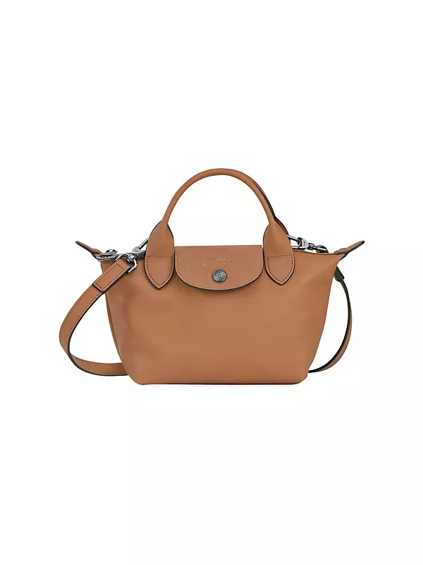 Longchamp Le Pliage Cuir Small Leather Crossbody In Brown