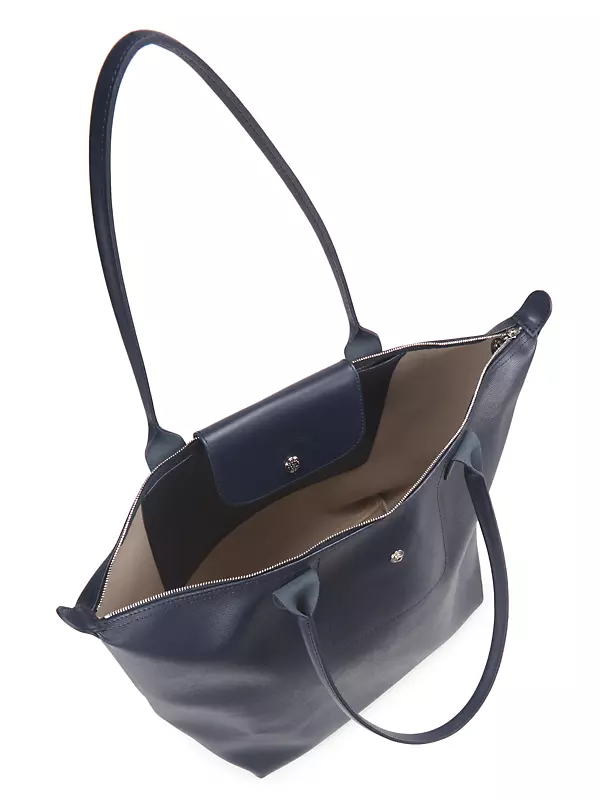 Longchamp Le Pliage Medium Coated Canvas Tote In Navy