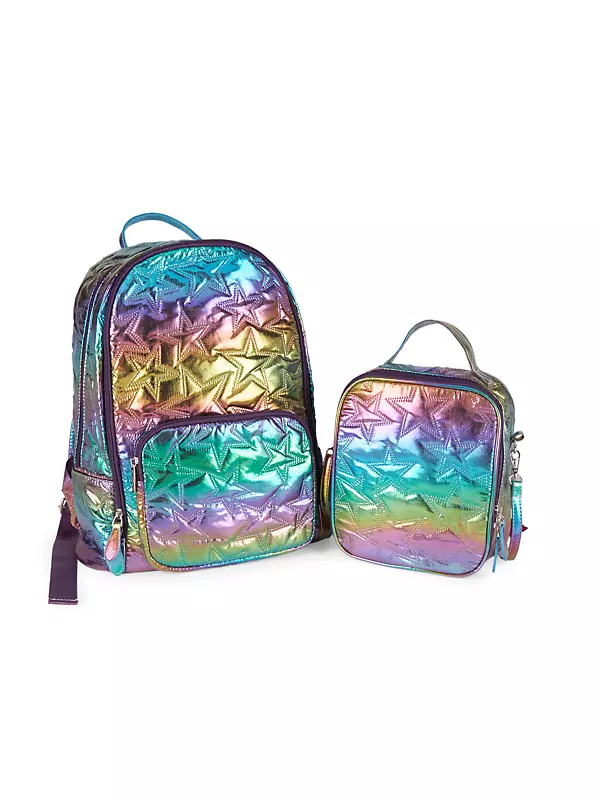 Bari Lynn Multicolor Faux Fur Backpack & Lunch Box Set