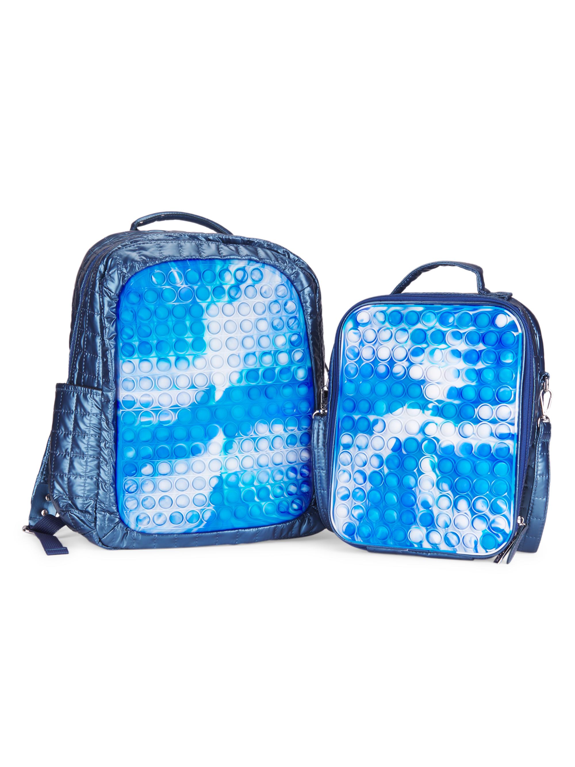 Bari Lynn Kid's In N Out Backpack & Lunch Box Set - Blue Multi