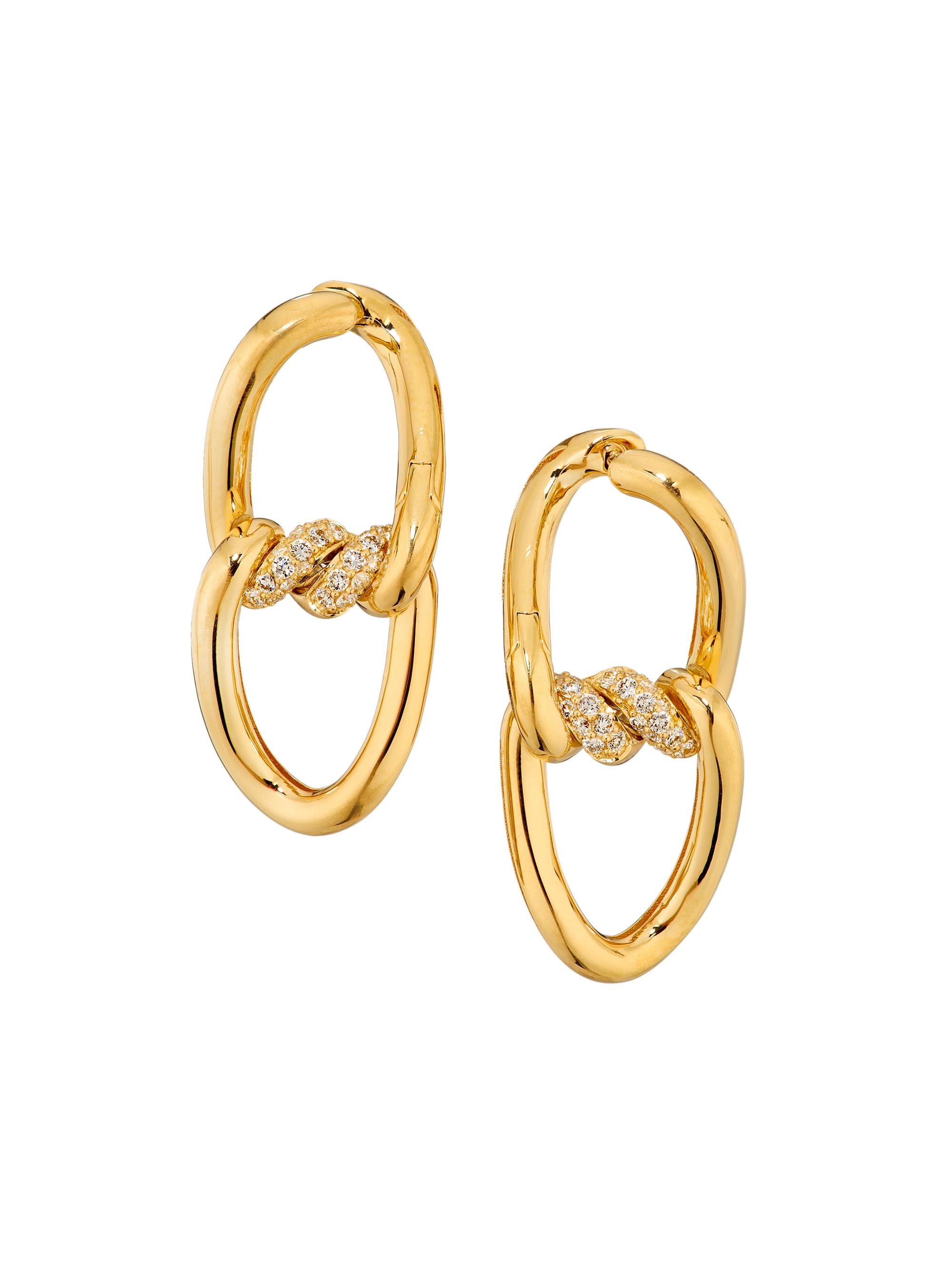 Roberto Coin Women's Cialoma 18K Yellow Gold & 0.35 TCW Diamond  Chain Link Earrings - Yellow Gold