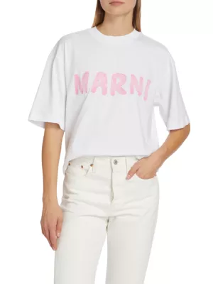 Marni Kids logo-print cotton shorts - Black