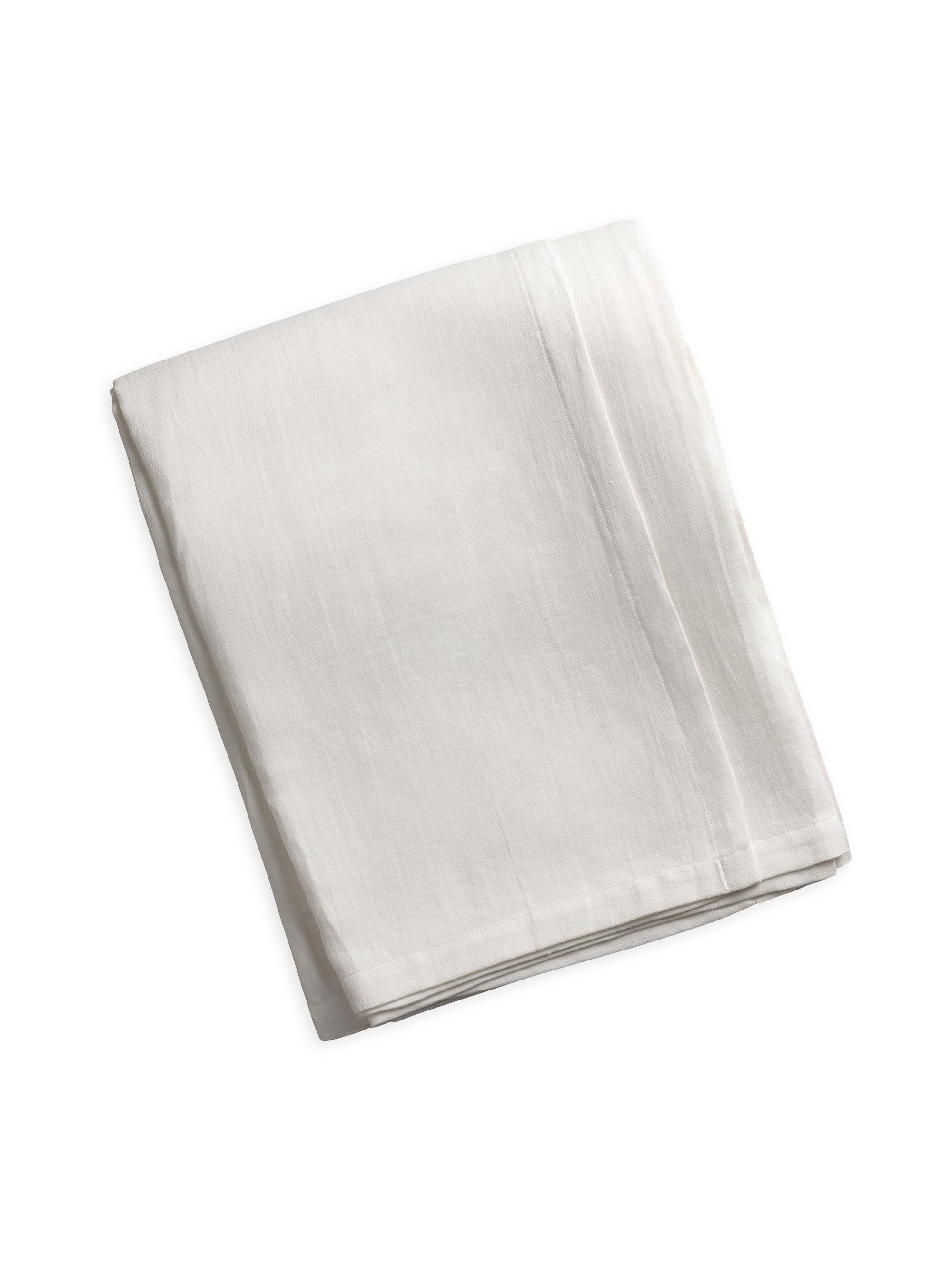 Lili Alessandra Rain Herringbone Cotton-Linen Blanket - White King