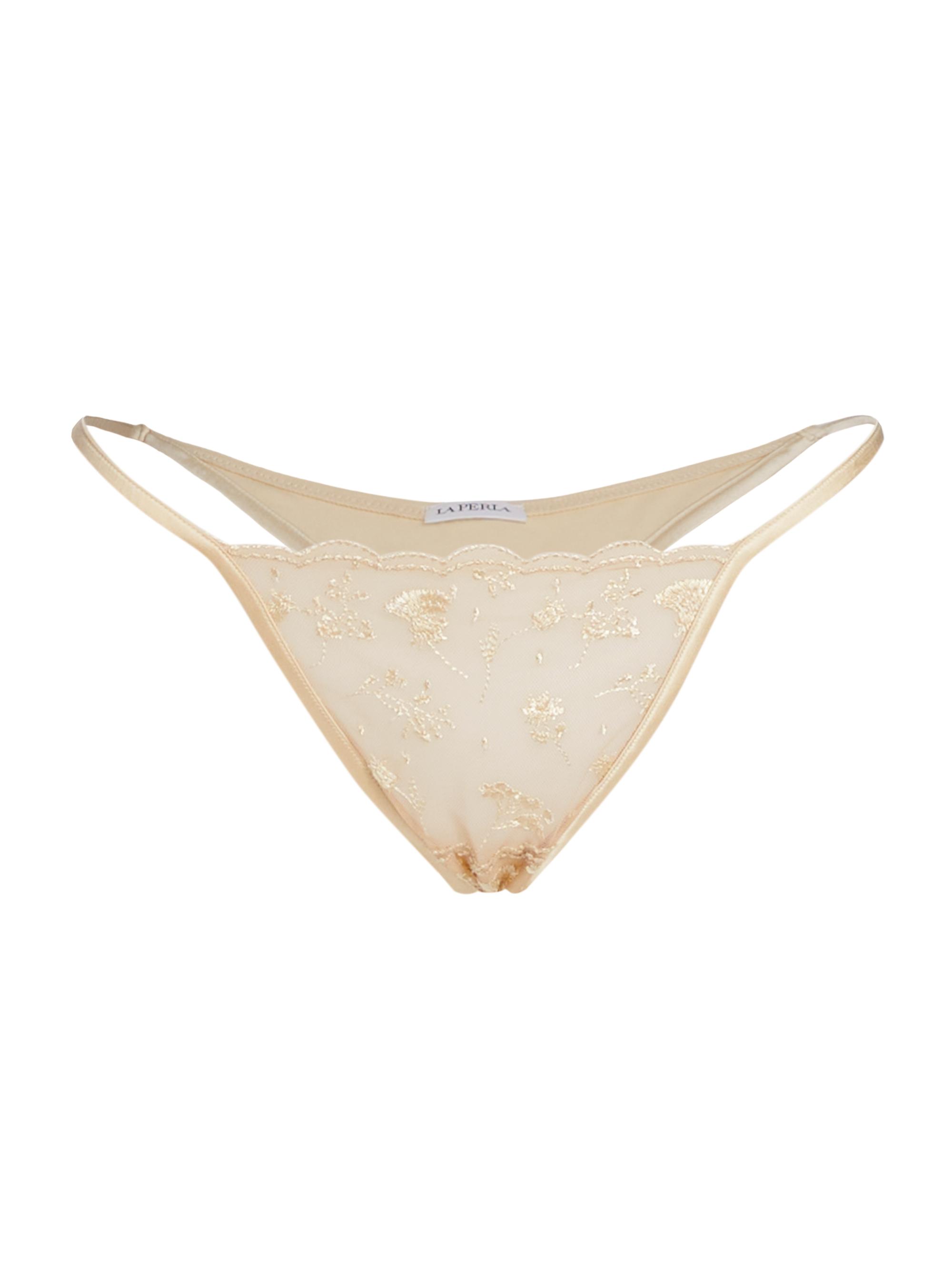 La Perla Women's Midnight Botanica Floral Thong - Off White Halo
