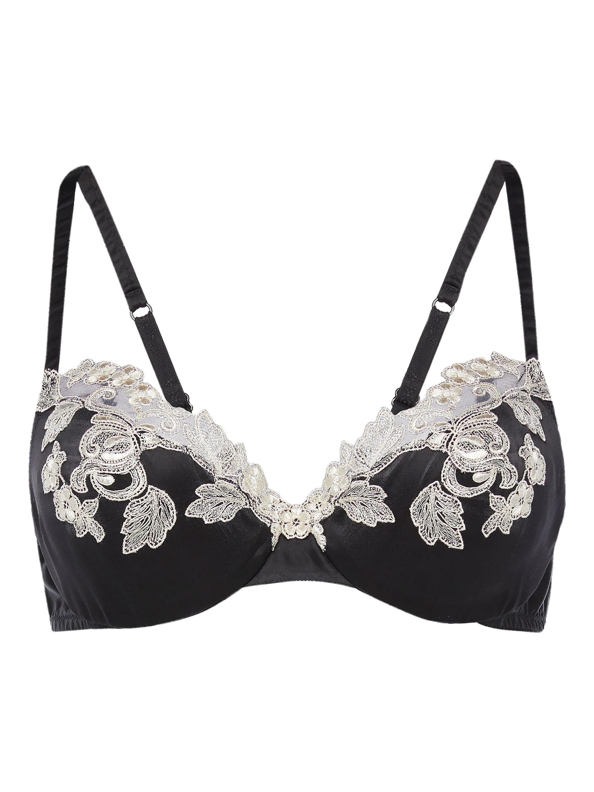 La Perla Women's Cotton Embroidered-Trim Underwire Bra - Nero Avorio