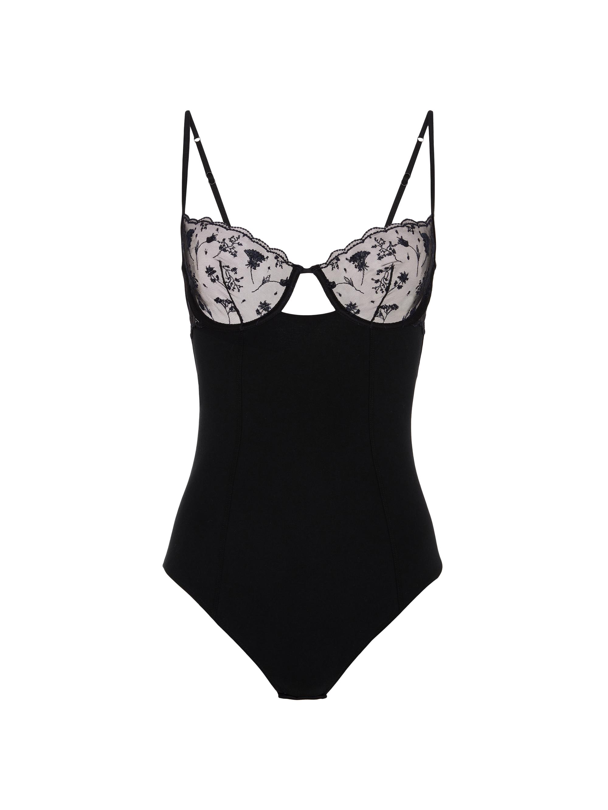 La Perla Women's Midnight Botanica Mesh Bodysuit - Bic Onyx