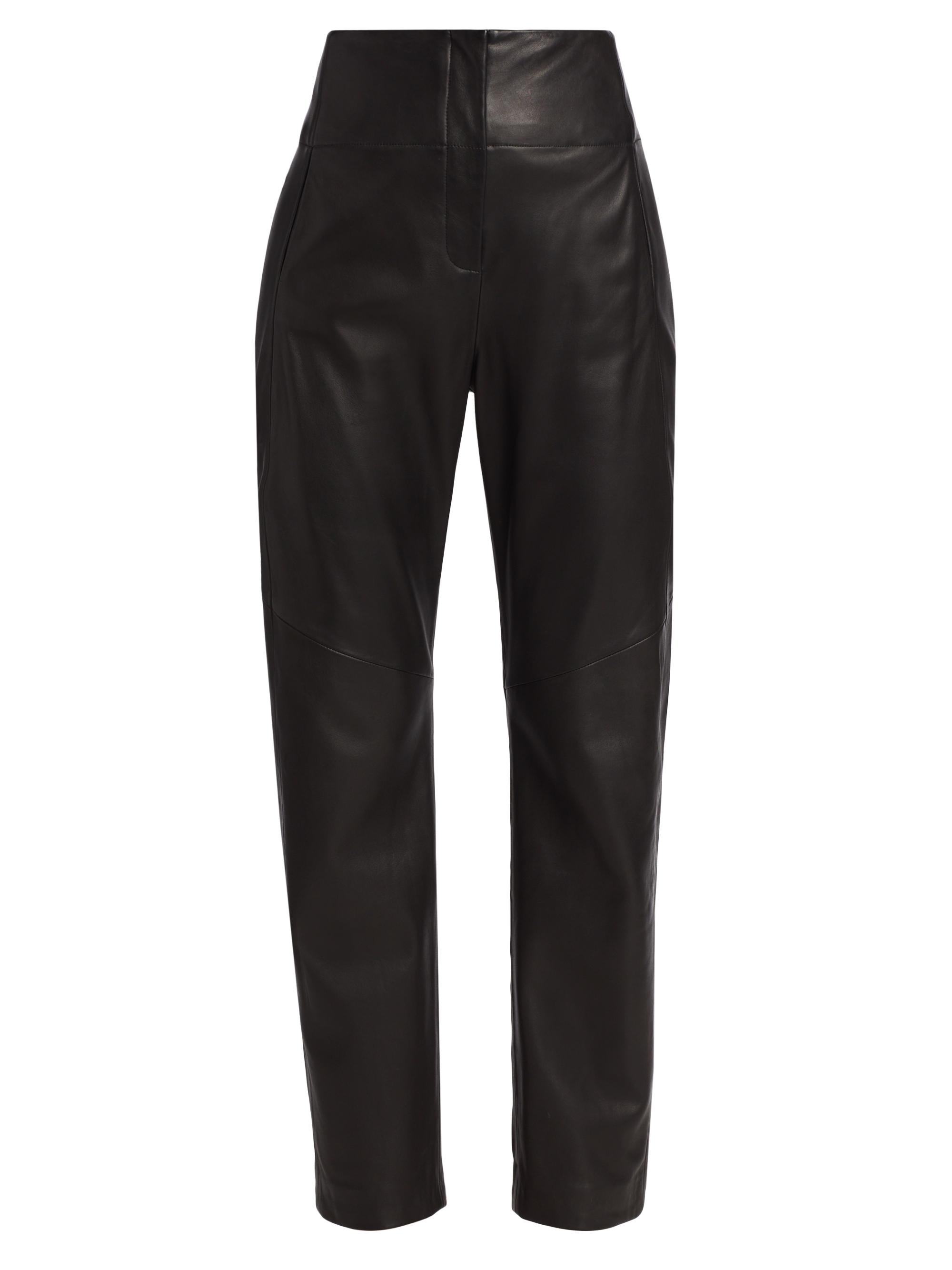 The Sei Women's Leather Straight-Leg Trousers - Black
