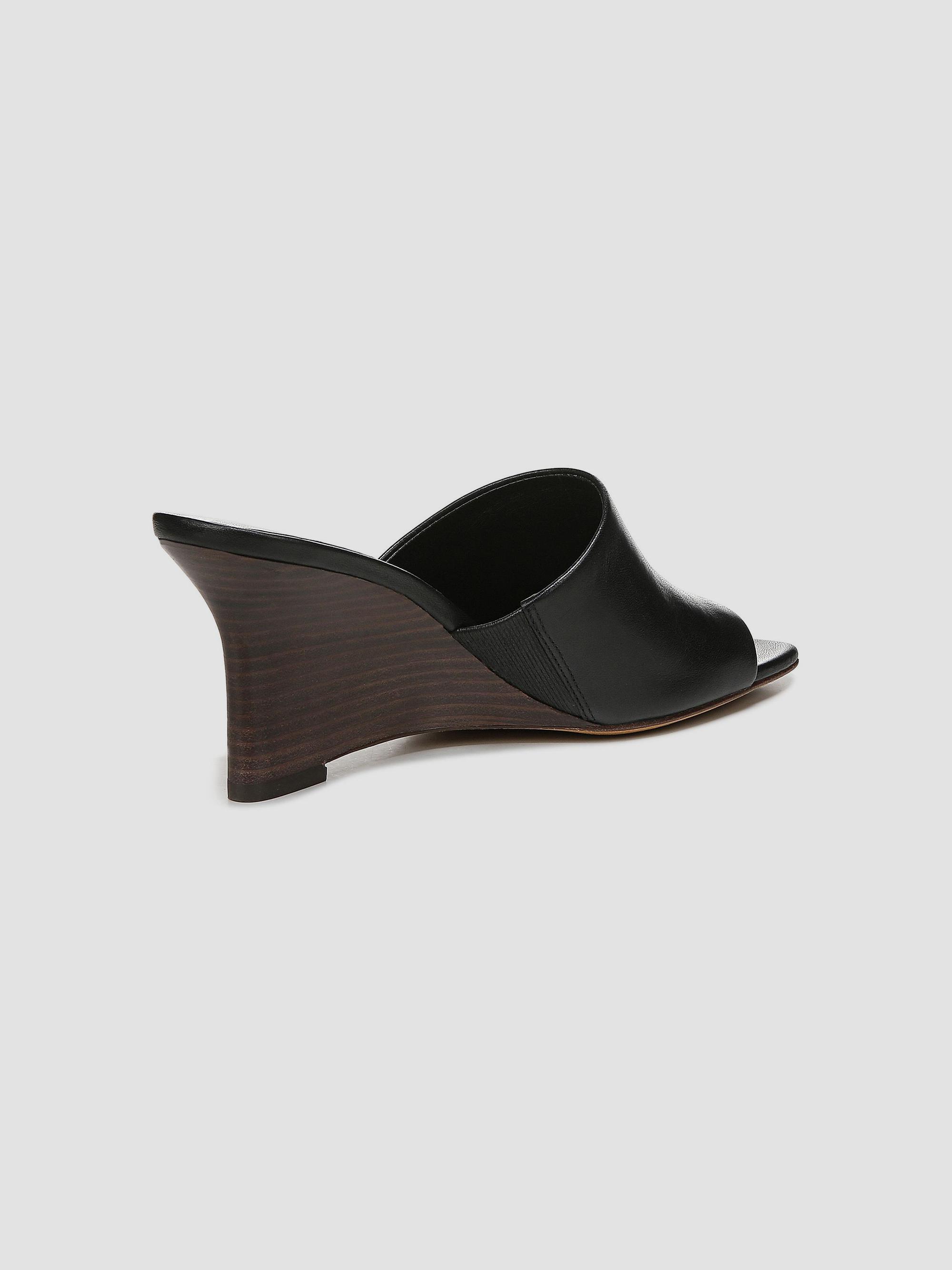 Vince Women's Pia 75MM Leather Wedge Sandals - Black | Thumbnail 3