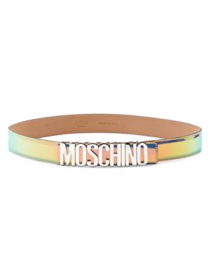 Moschino striped leather belt - Black