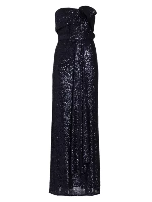 Shop Badgley Mischka Strapless Sequin Bow Gown | Saks Fifth Avenue