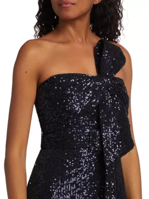 Shop Badgley Mischka Strapless Sequin Bow Gown | Saks Fifth Avenue