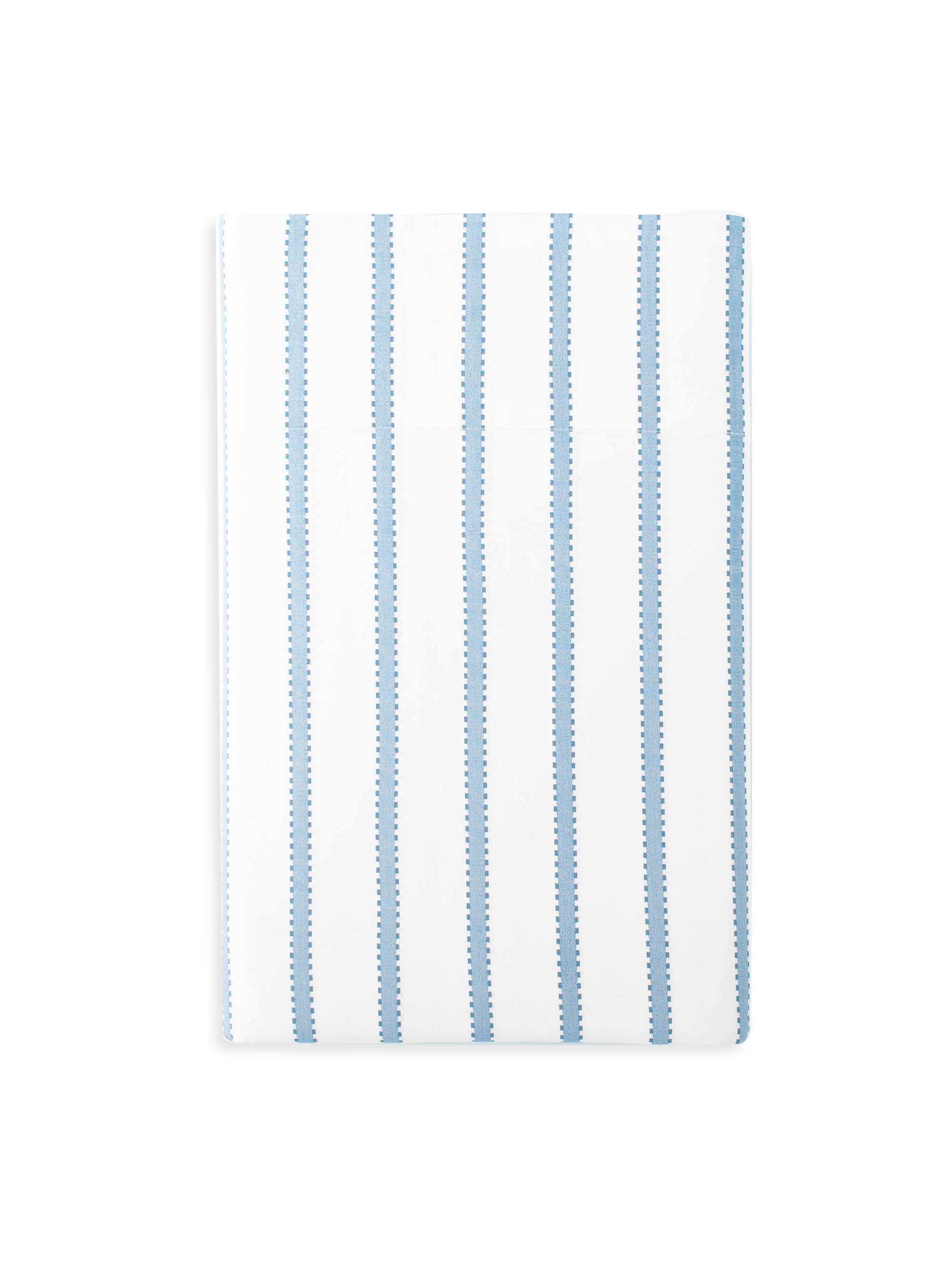 Peacock Alley Ribbon Stripe Percale Flat Sheet - Denim Queen