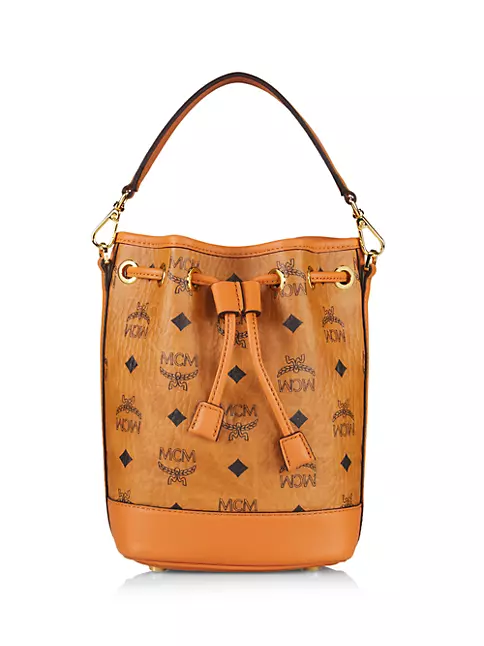 MCM Cognac Visetos Coated Canvas and Leather Heritage Drawstring