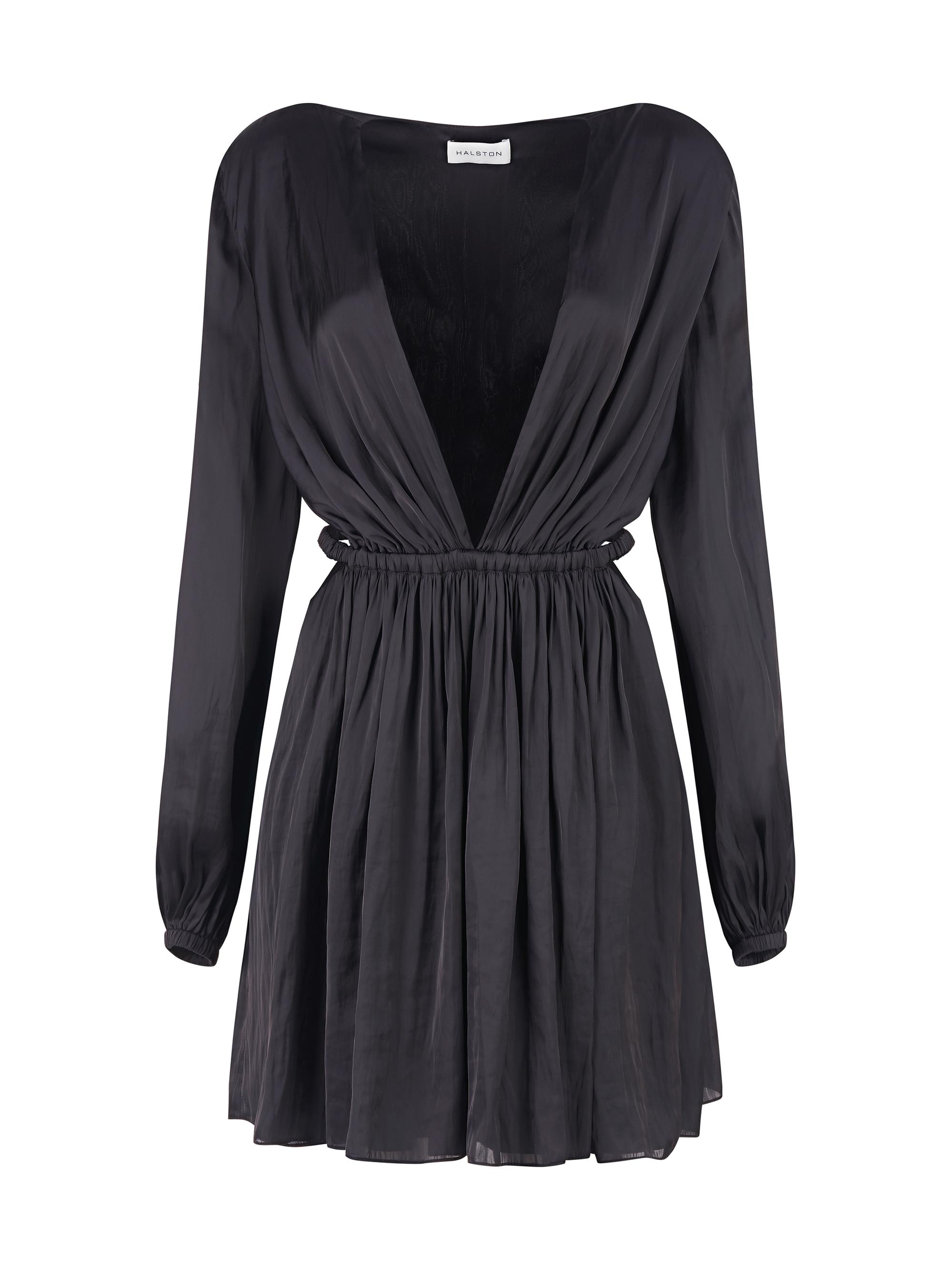 Halston Women's Leila Satin V-Neck Cutout Minidress - Black