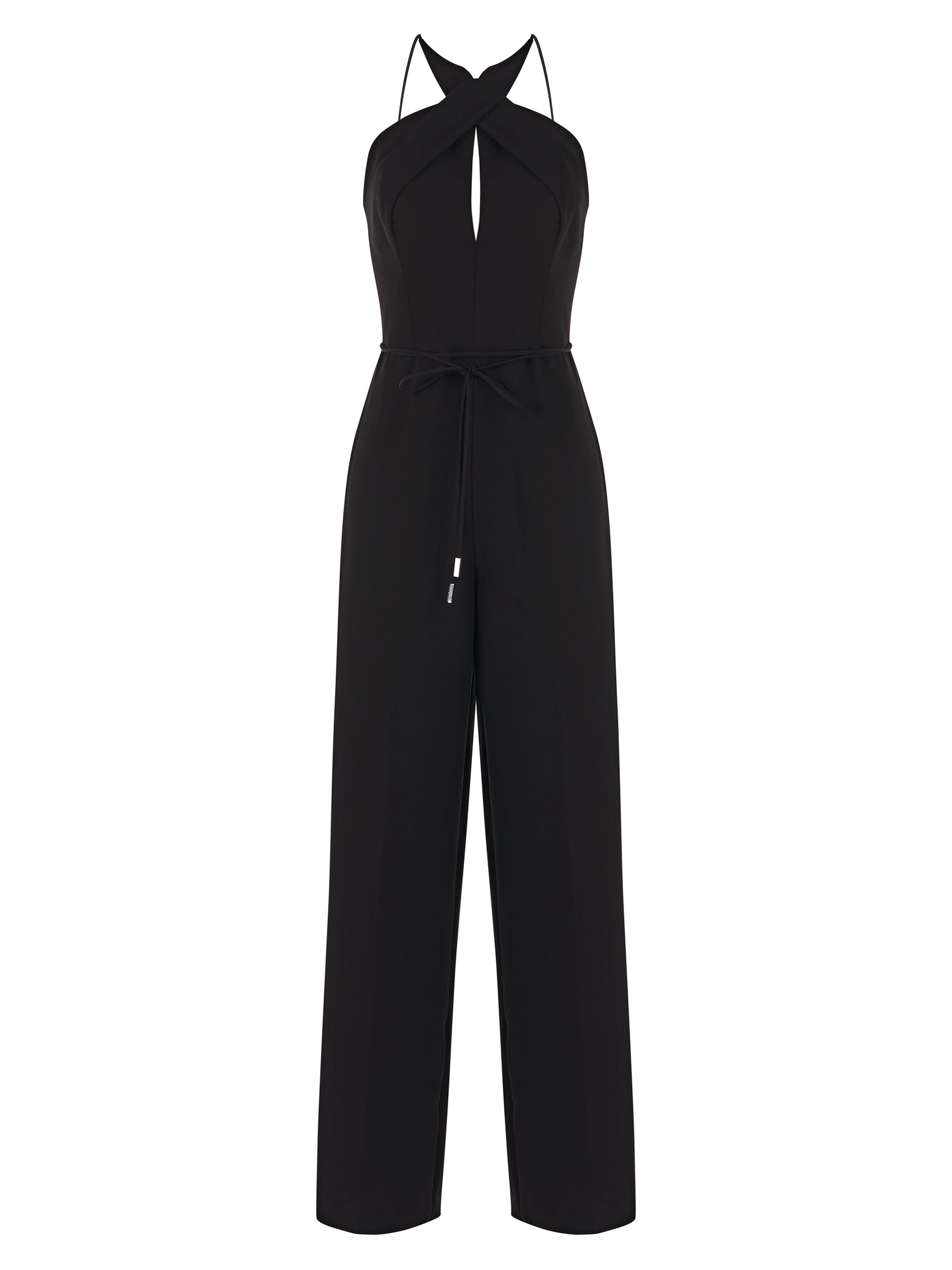 Halston Women's Lou Stretch-Crepe Halterneck Jumpsuit - Black
