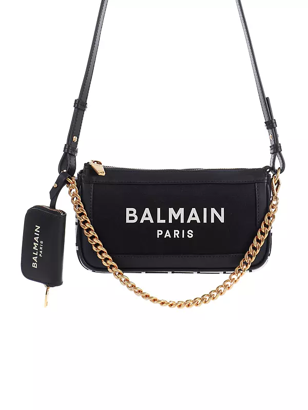 Balmain B-army Canvas & Logo Chain Pouch Bag