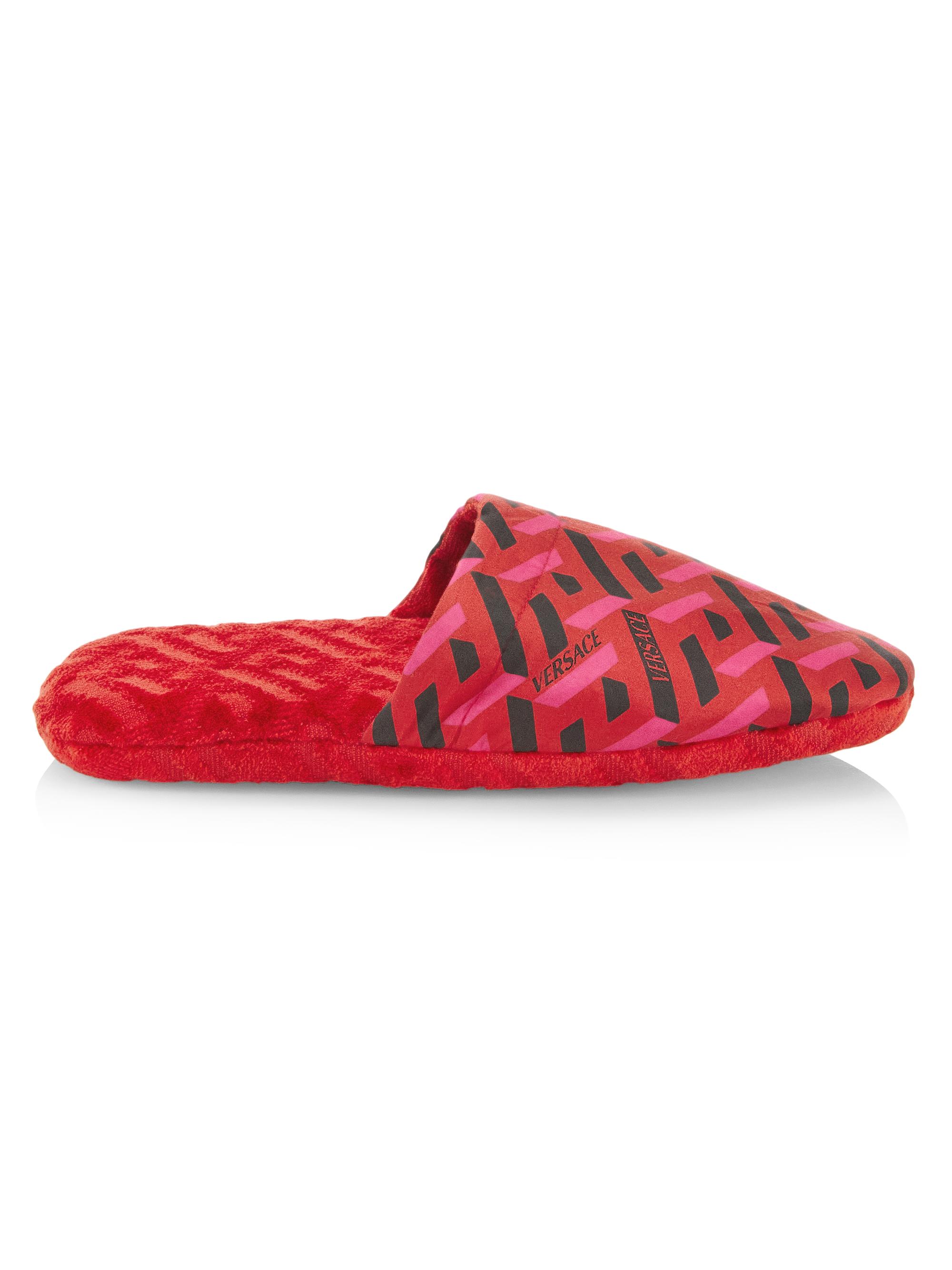 Versace Women's Canvas Logo Slippers - Parade Red Fuchsia