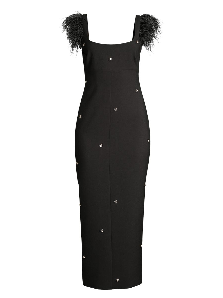 Likely Cameron Ostrich Feather-Trimmed Midi-Dress | Saks Fifth Avenue