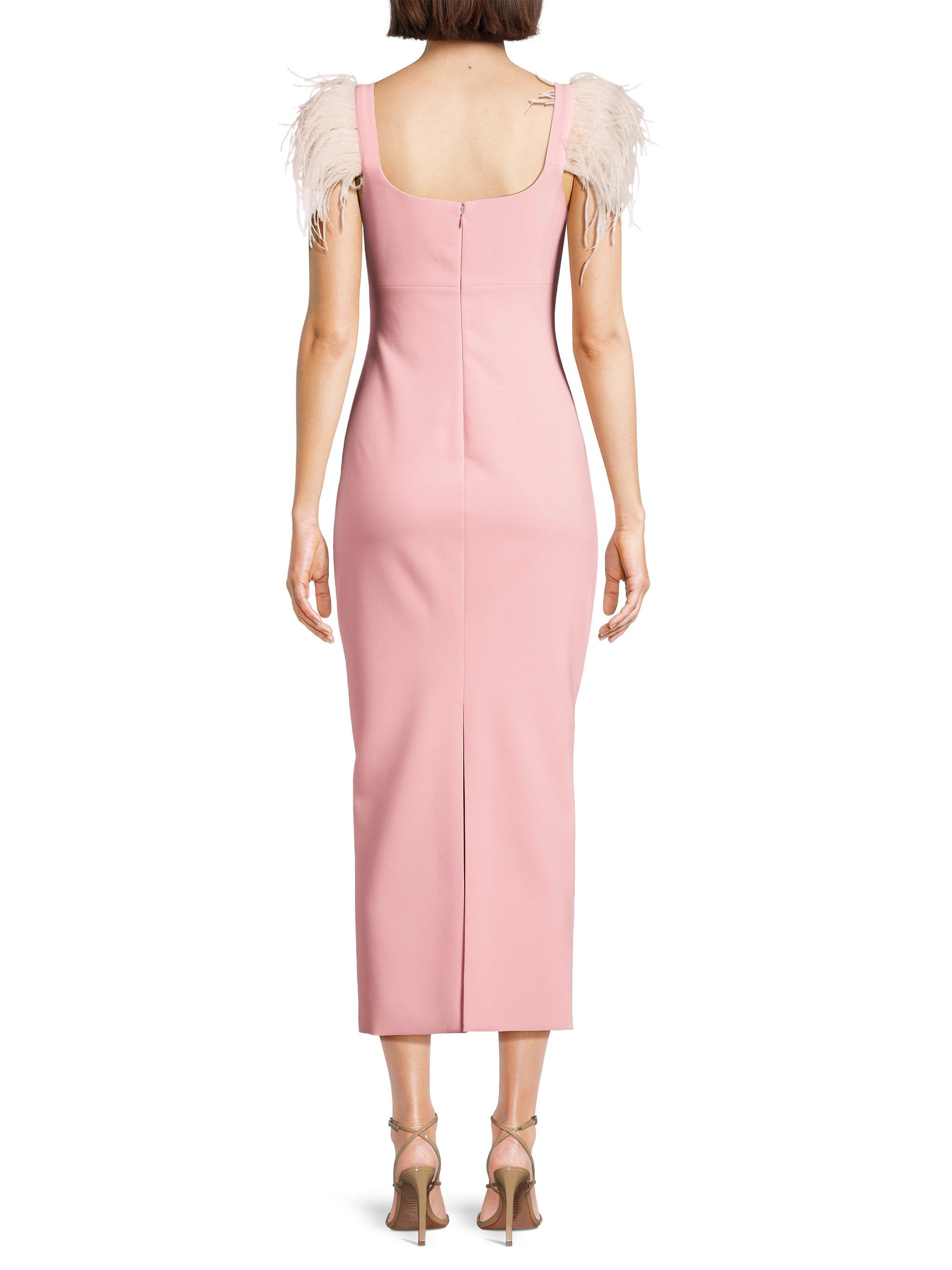 Likely Cameron Ostrich Feather-Trimmed Midi-Dress | Saks Fifth Avenue