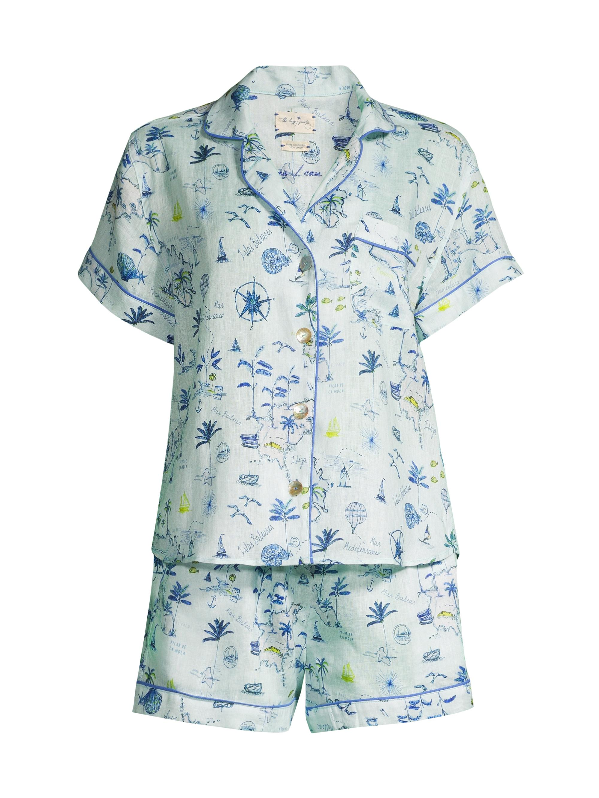 The Lazy Poet Women's Nina Islas Baleares 2-Piece Pajama Set - Blue Multi