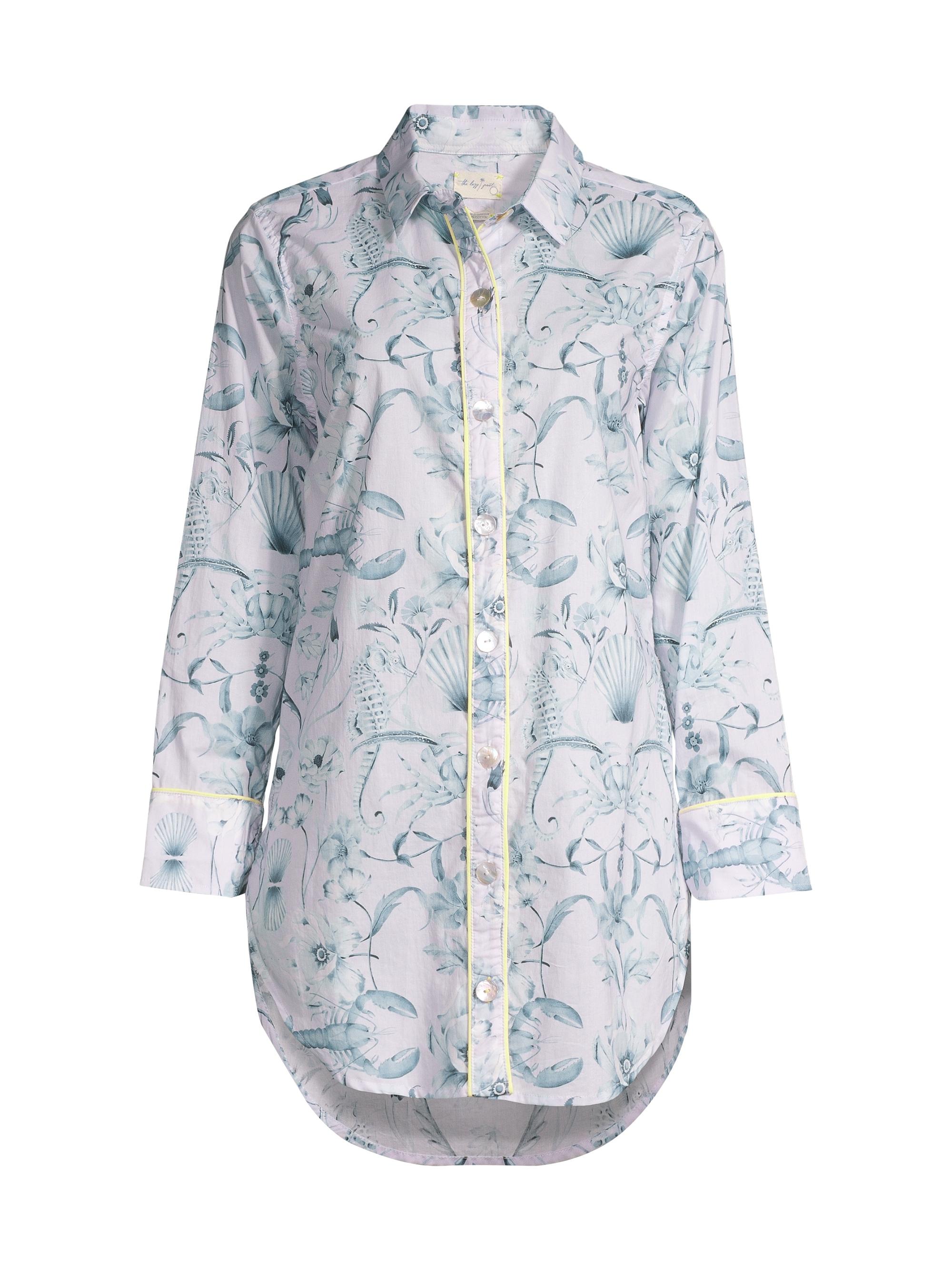 The Lazy Poet Women's Sissy Seahorses Pajama Shirt - White Multi