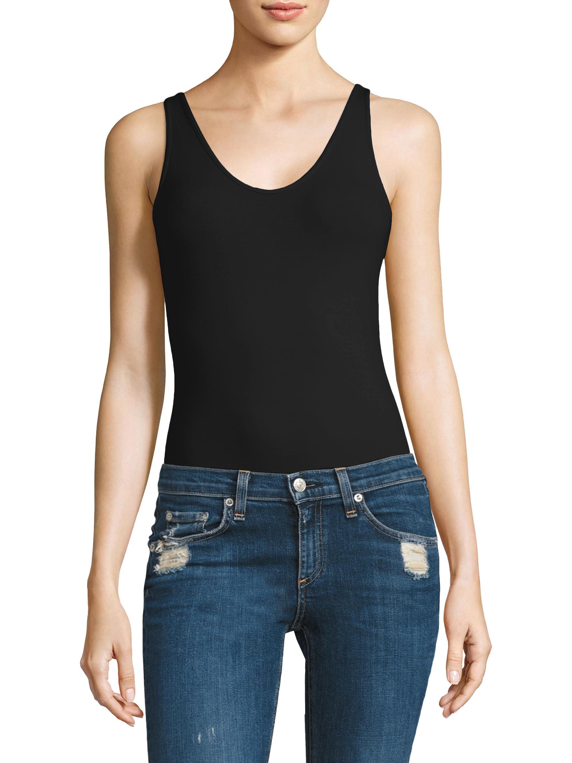 ATM Anthony Thomas Melillo Women's V-Neck Stretch-Modal Bodysuit - Black