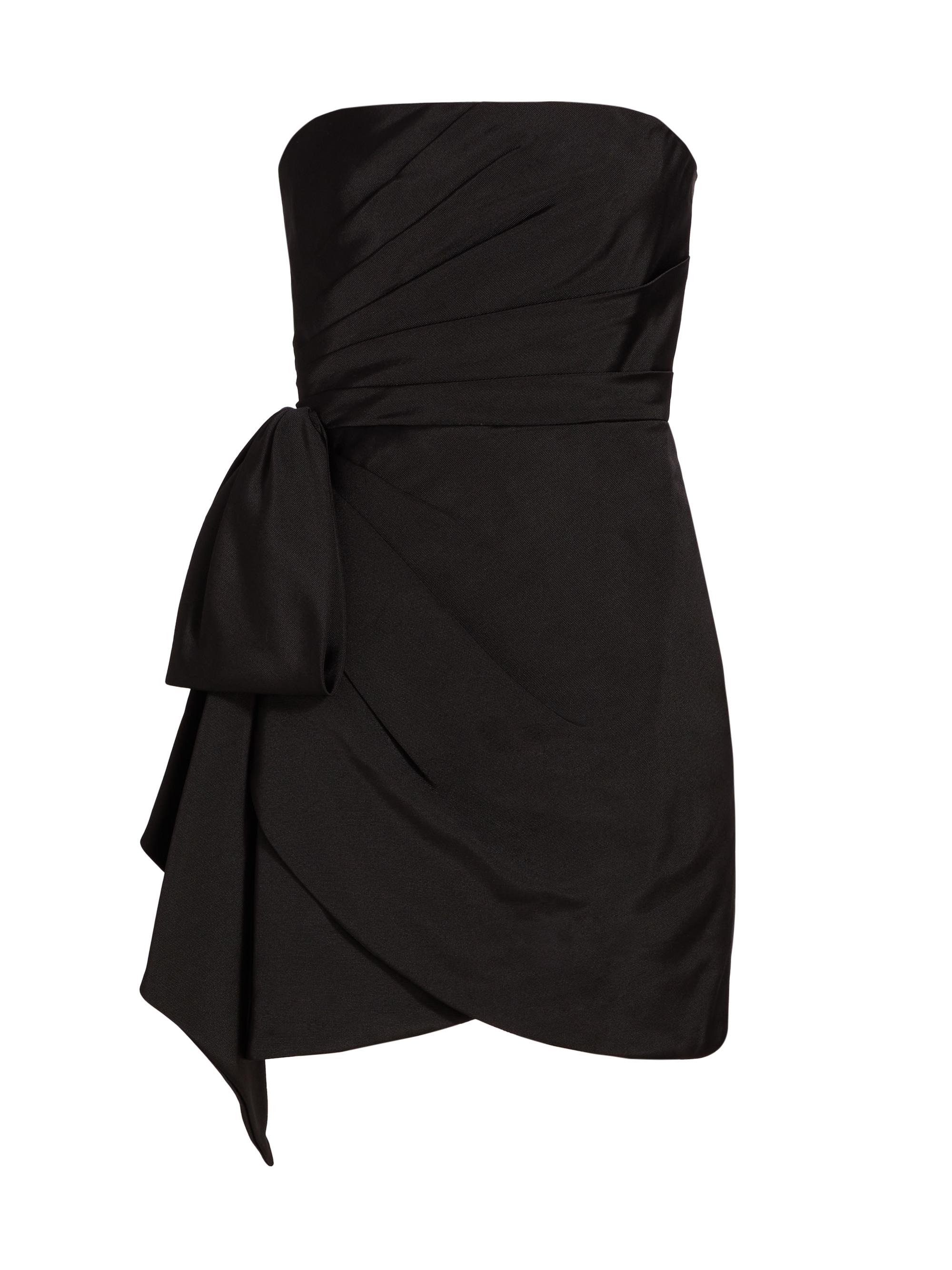 ML Monique Lhuillier Women's Strapless Draped Faille Minidress - Black