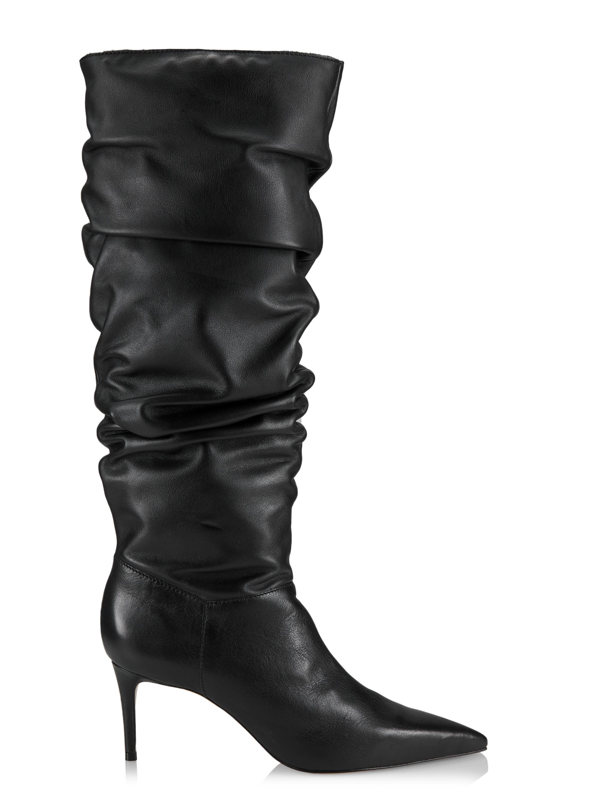 Schutz Women's Ashlee Slouchy Leather High Boot - Black
