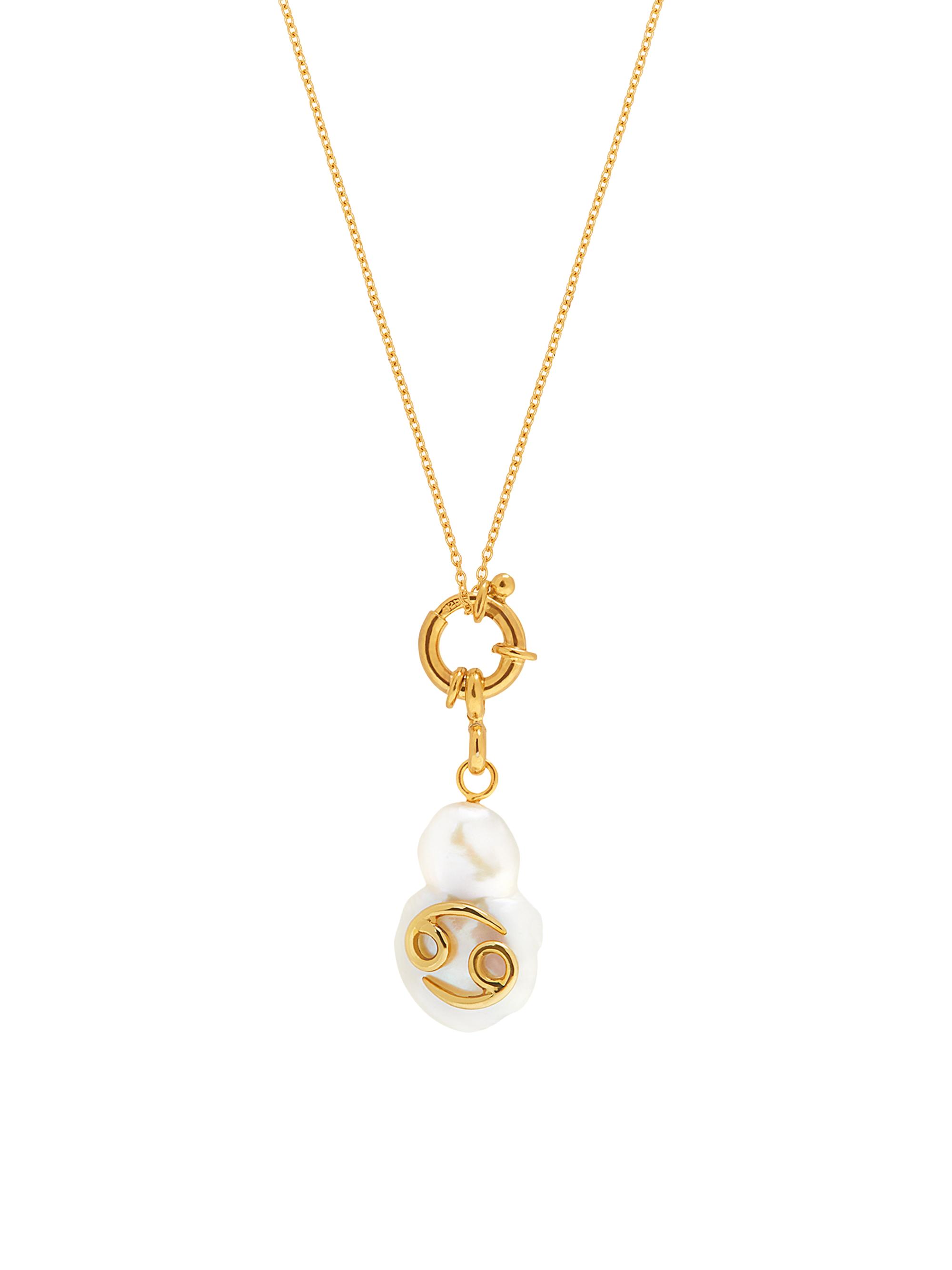 Misho Women's Zodiac Collection 22K Gold-Plated & Baroque Pearl Necklace - Cancer