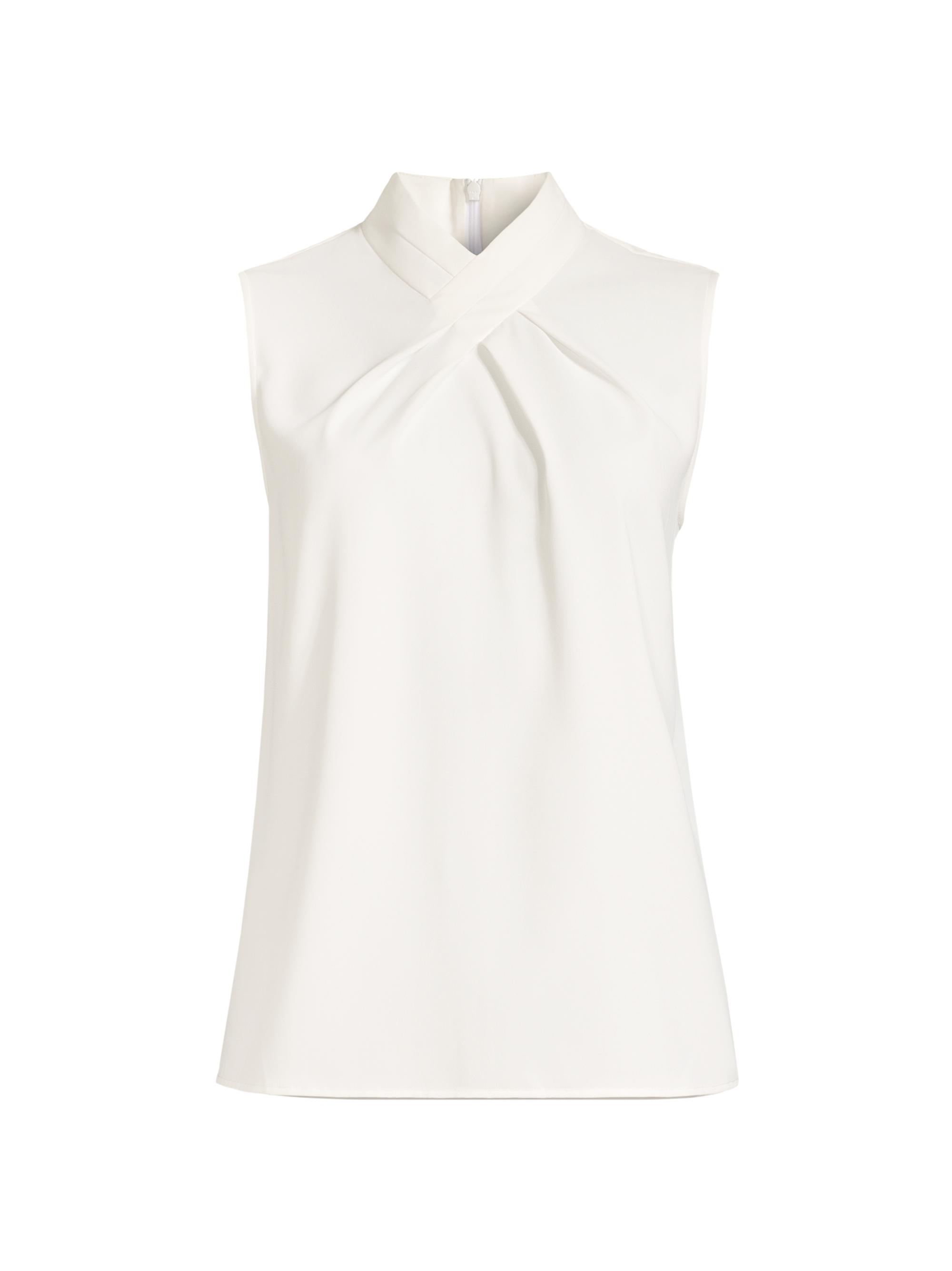 Misook Women's Crossover Crepe De Chine Blouse - White